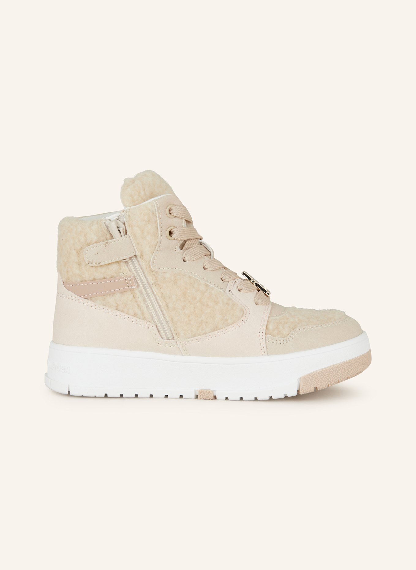 TOMMY HILFIGER Wysokie sneakersy z pluszowym materiałem, Kolor: BEŻOWY/ CIELISTY (Obrazek 5)