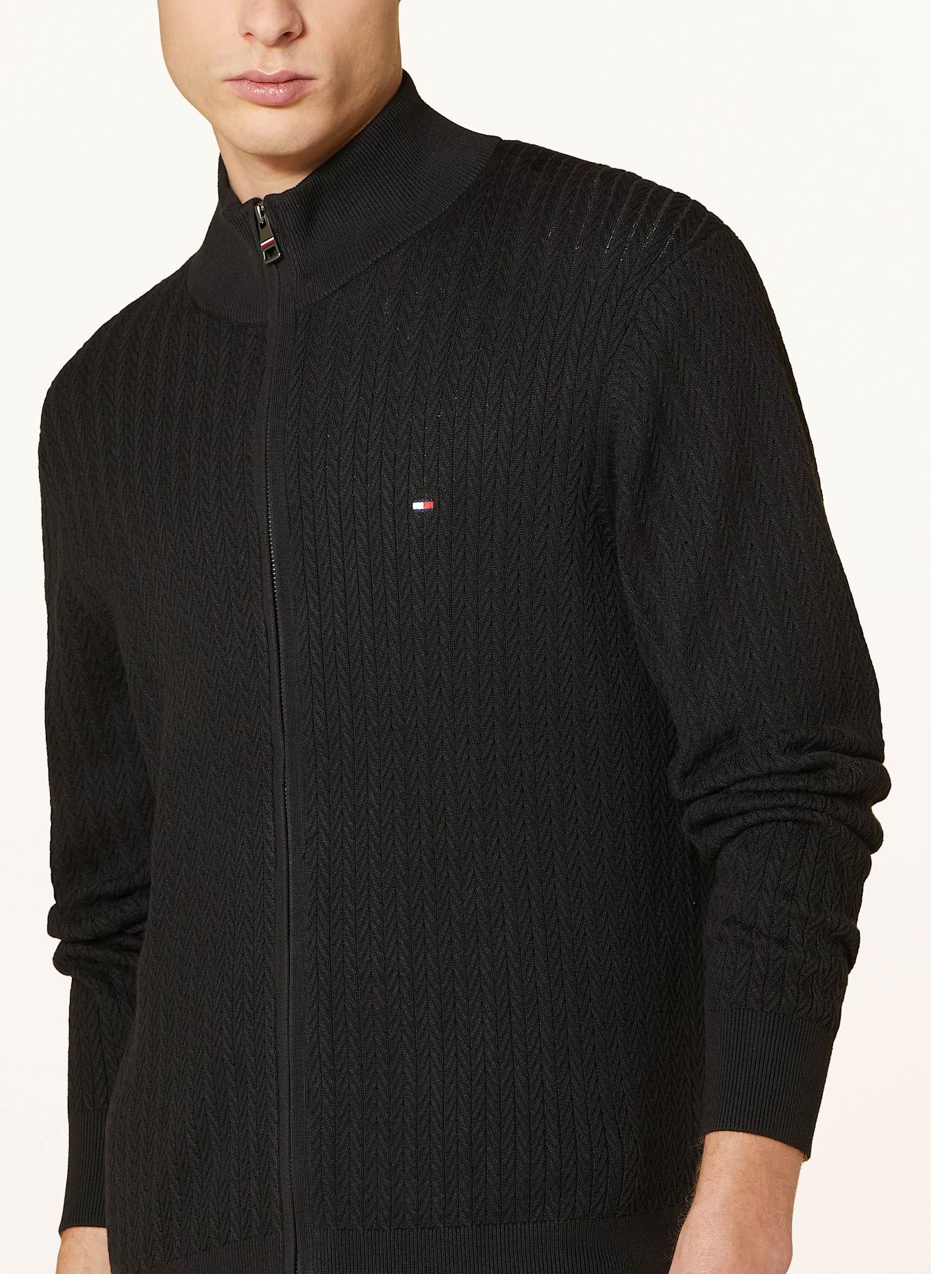 TOMMY HILFIGER Strickjacke: SCHWARZ