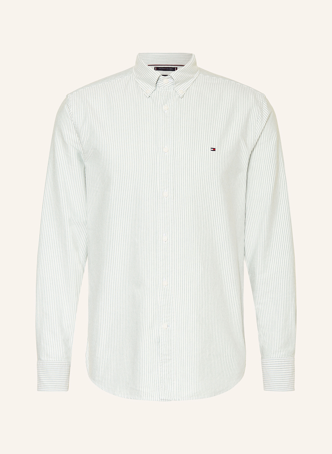 TOMMY HILFIGER Oxfordhemd Regular Fit: GRÜN / WEISS