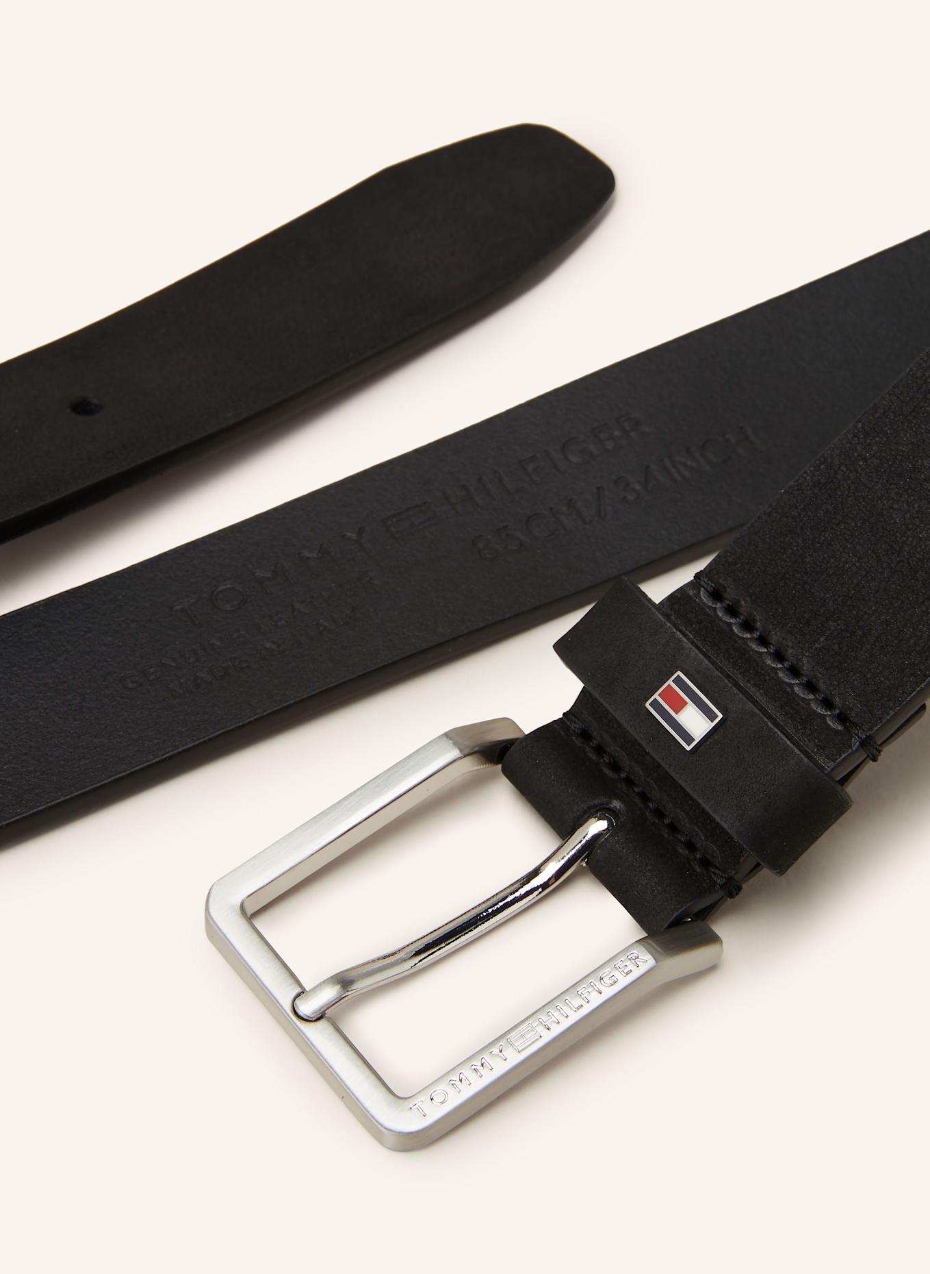 TOMMY HILFIGER Ledergürtel OLIVER: SCHWARZ