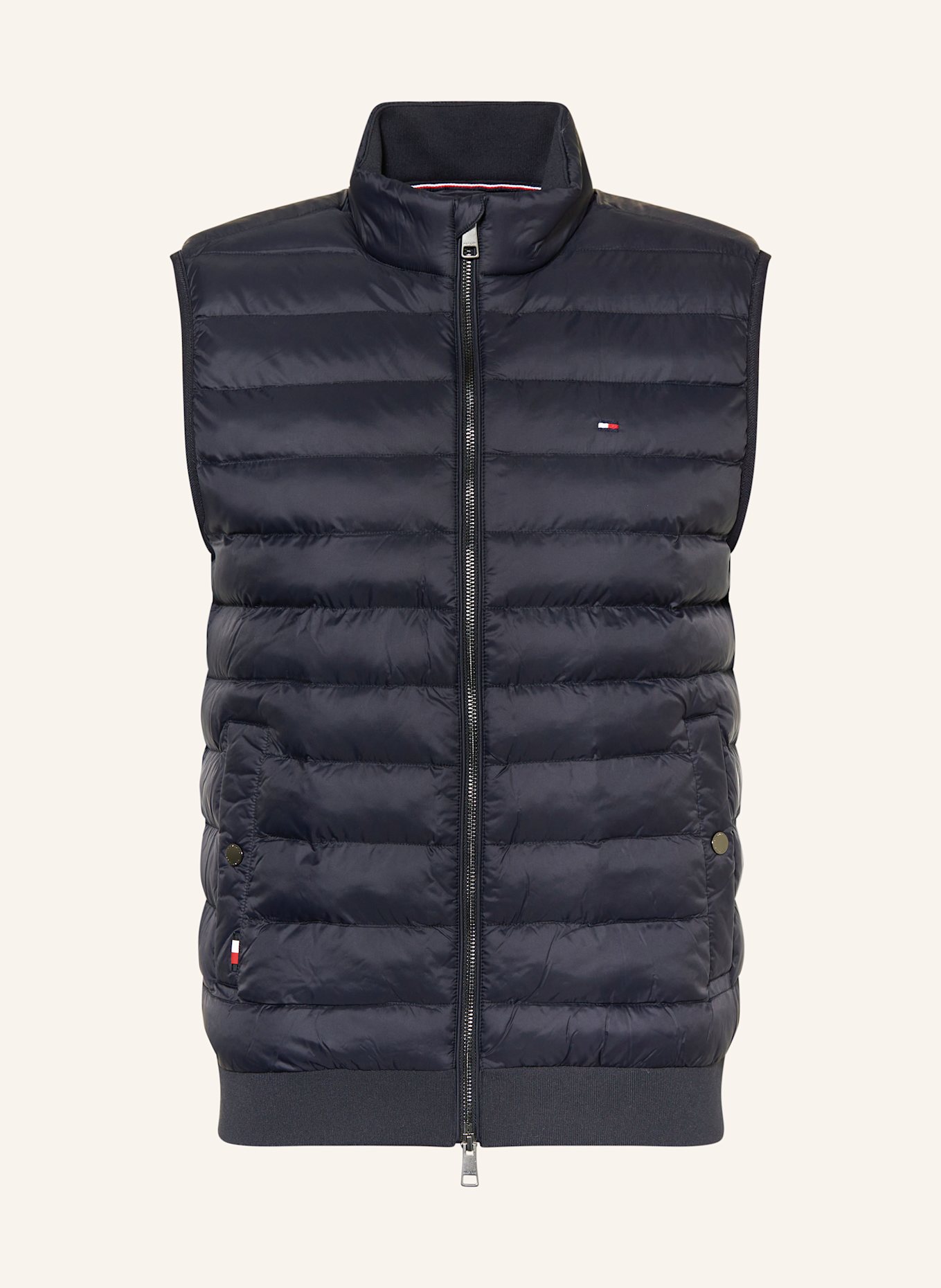 TOMMY HILFIGER Steppweste im Materialmix: DUNKELBLAU