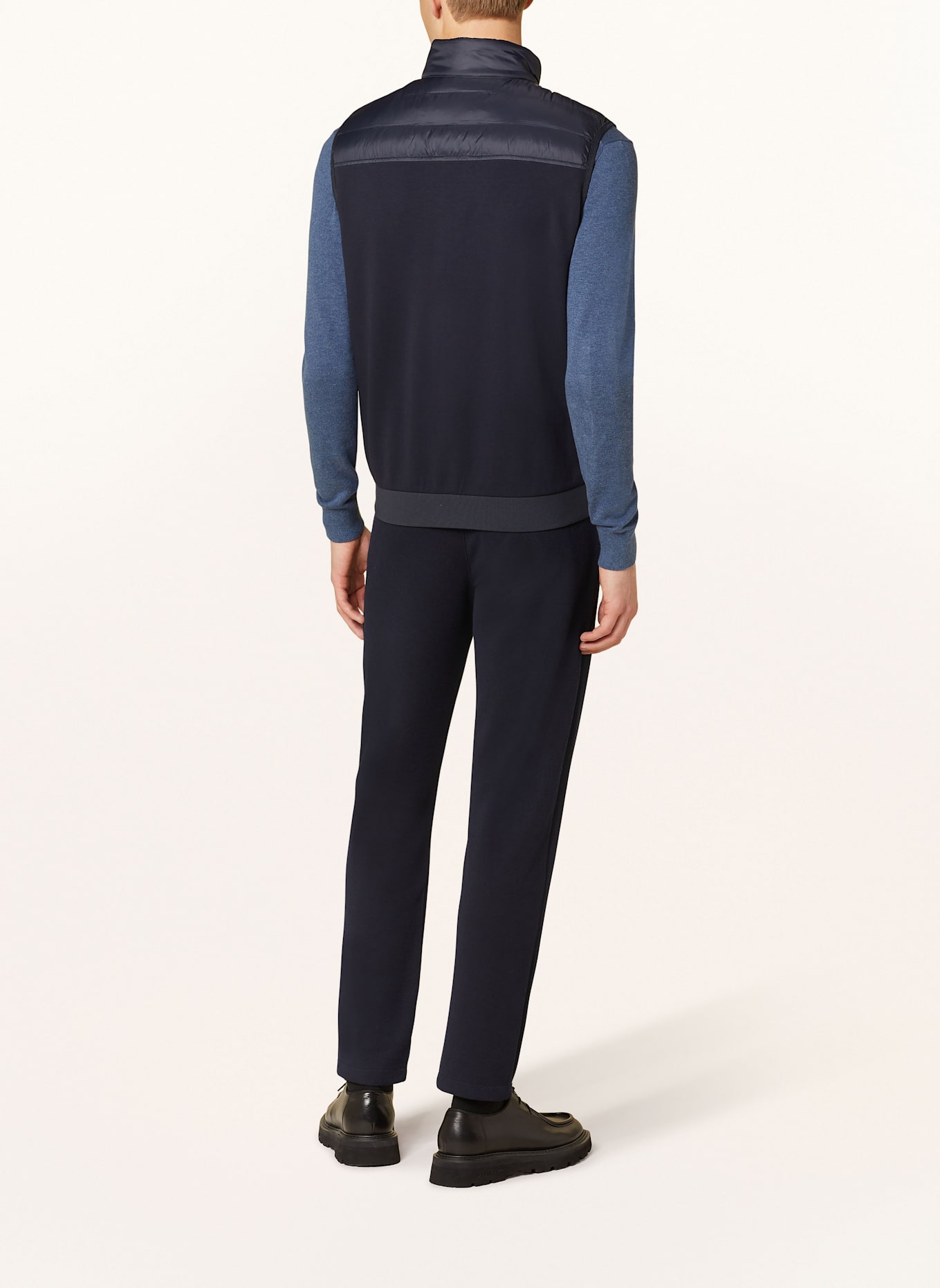 TOMMY HILFIGER Steppweste im Materialmix: DUNKELBLAU