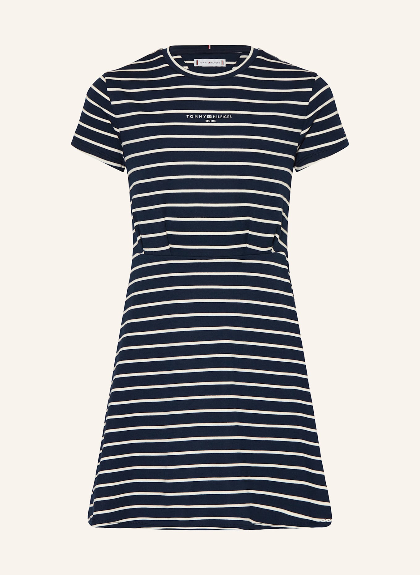 TOMMY HILFIGER Jerseykleid: DUNKELBLAU/ WEISS