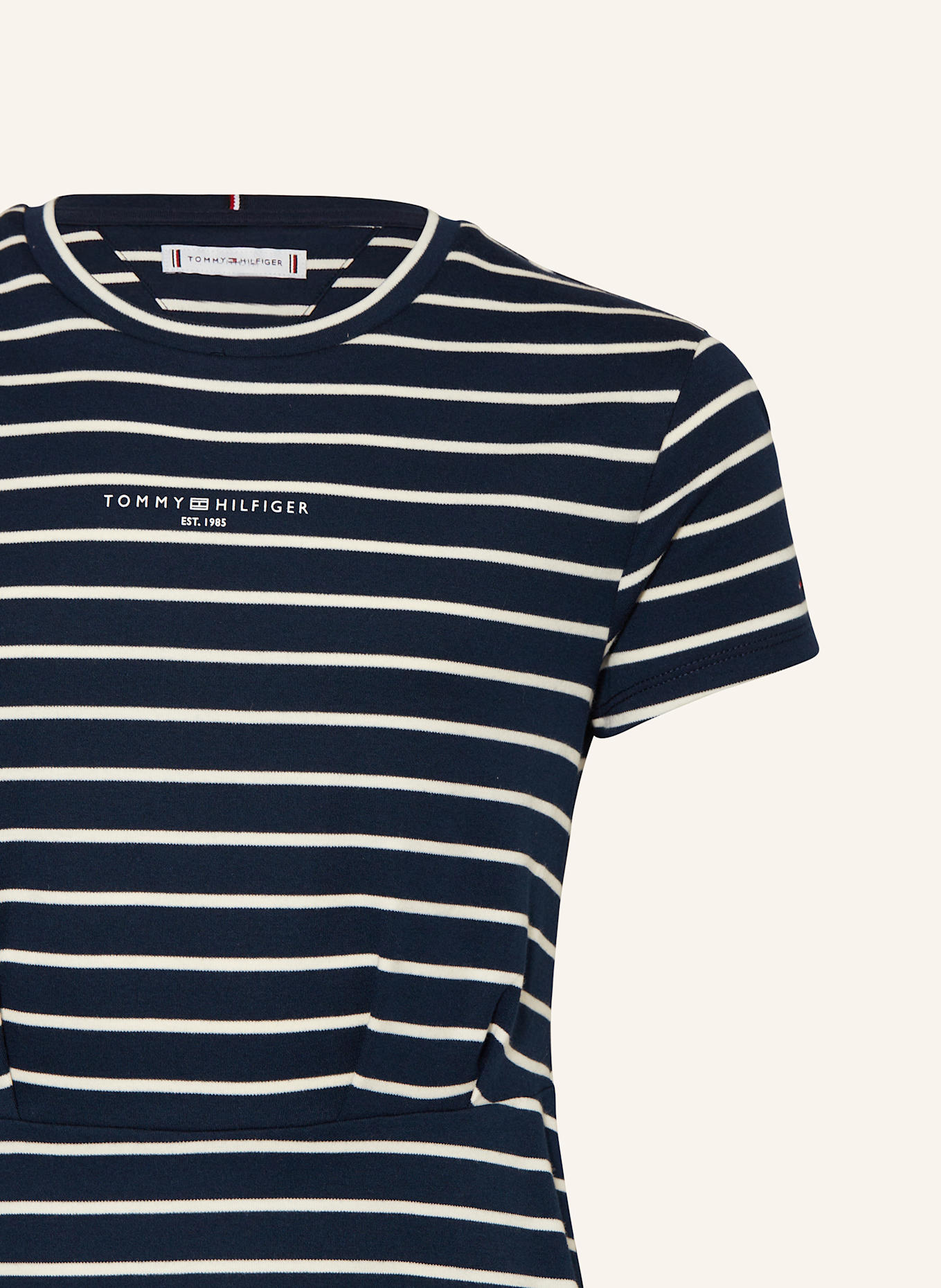 TOMMY HILFIGER Jerseykleid: DUNKELBLAU/ WEISS