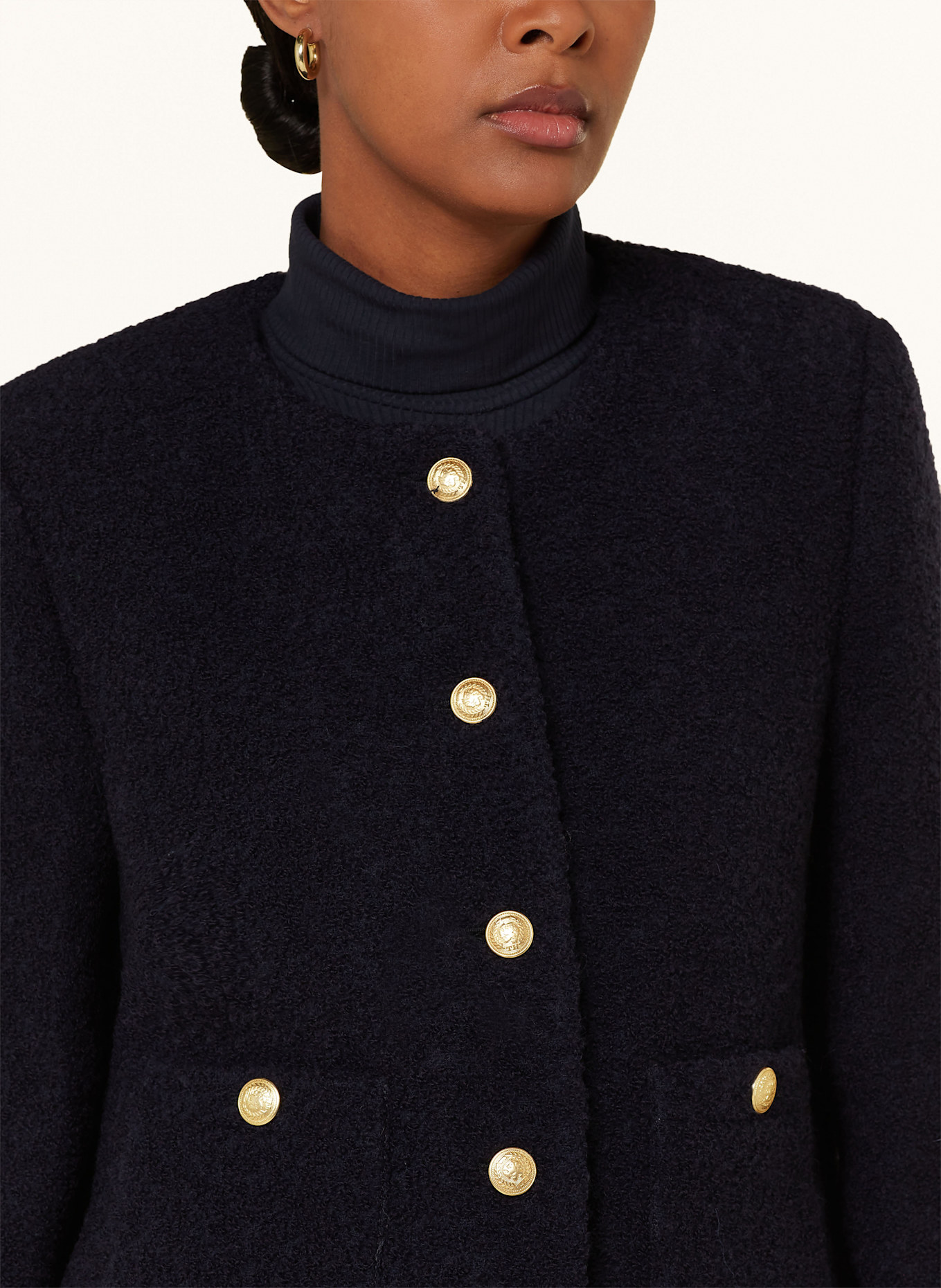 TOMMY HILFIGER Kastenjacke aus Bouclé: DUNKELBLAU