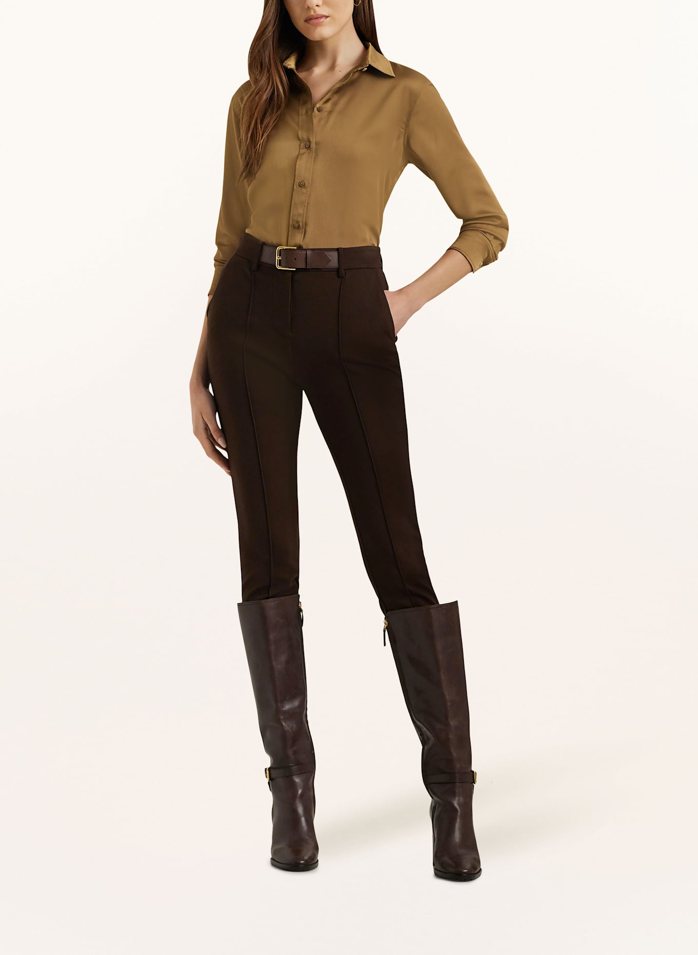 LAUREN RALPH LAUREN Satin shirt blouse, Color: COGNAC (Image 2)