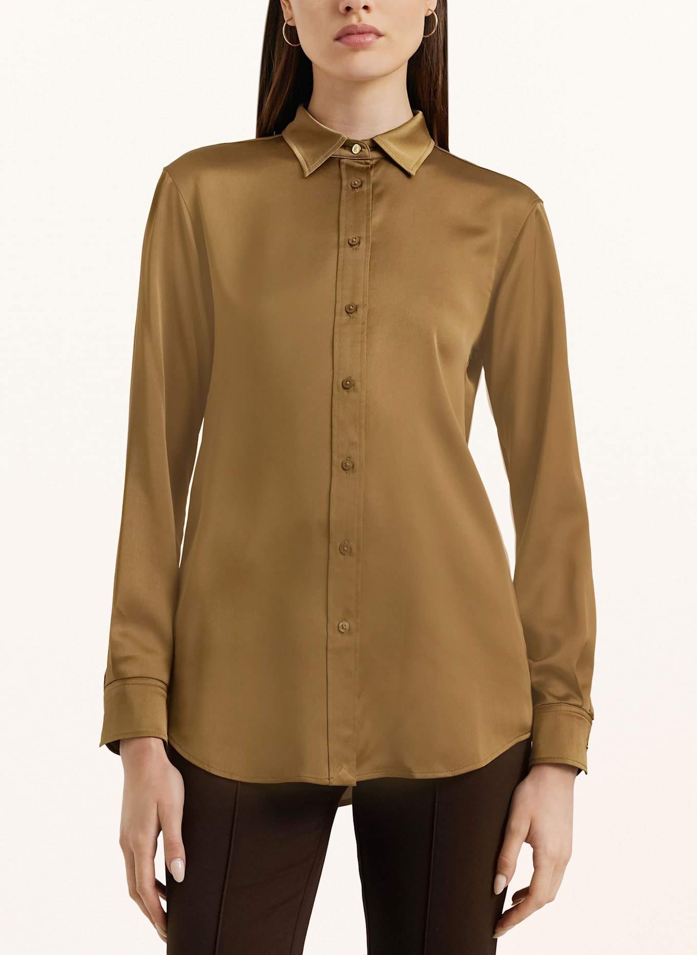 LAUREN RALPH LAUREN Satin shirt blouse, Color: COGNAC (Image 4)