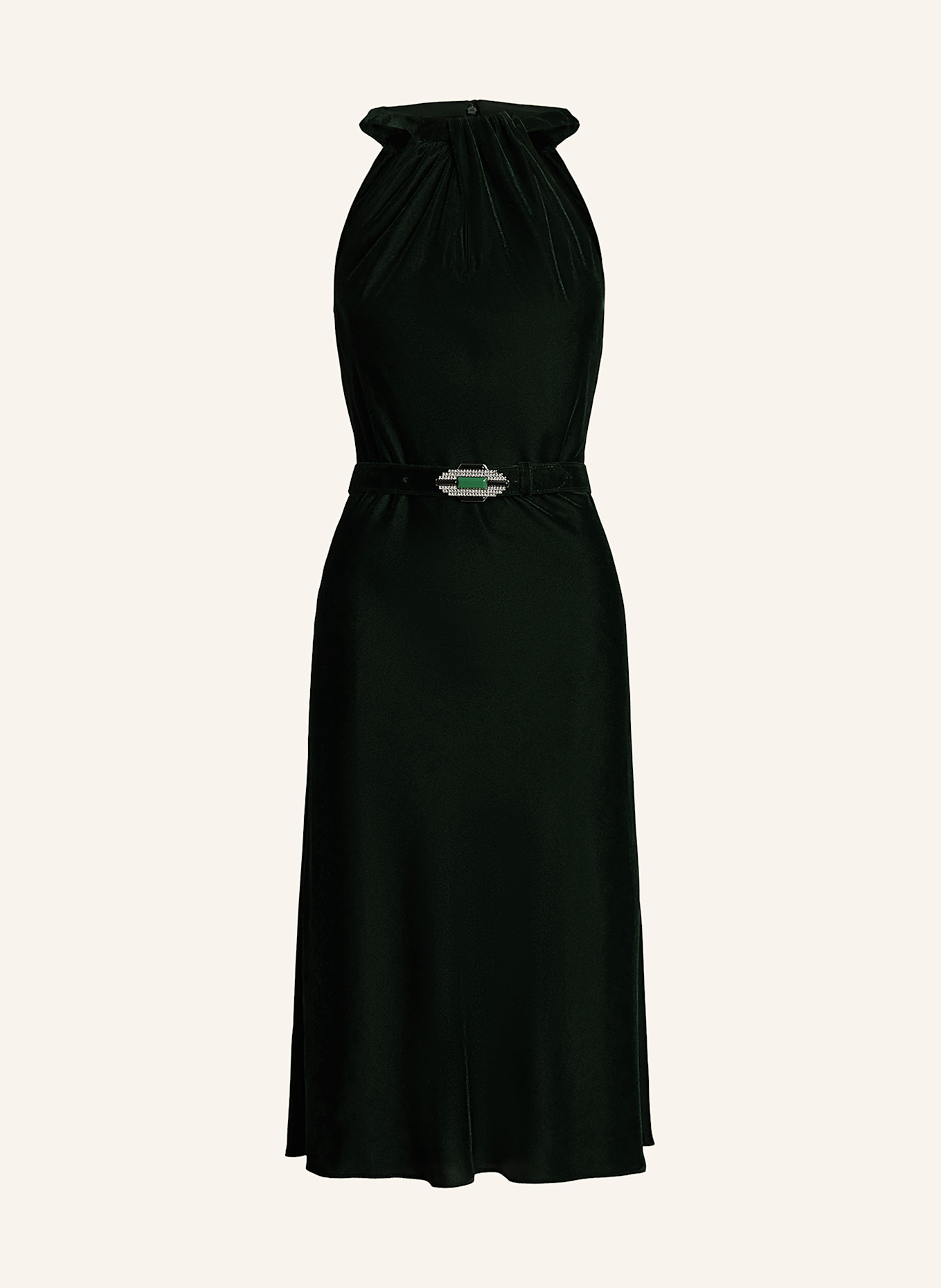 LAUREN RALPH LAUREN Velvet dress with decorative gems in dark green