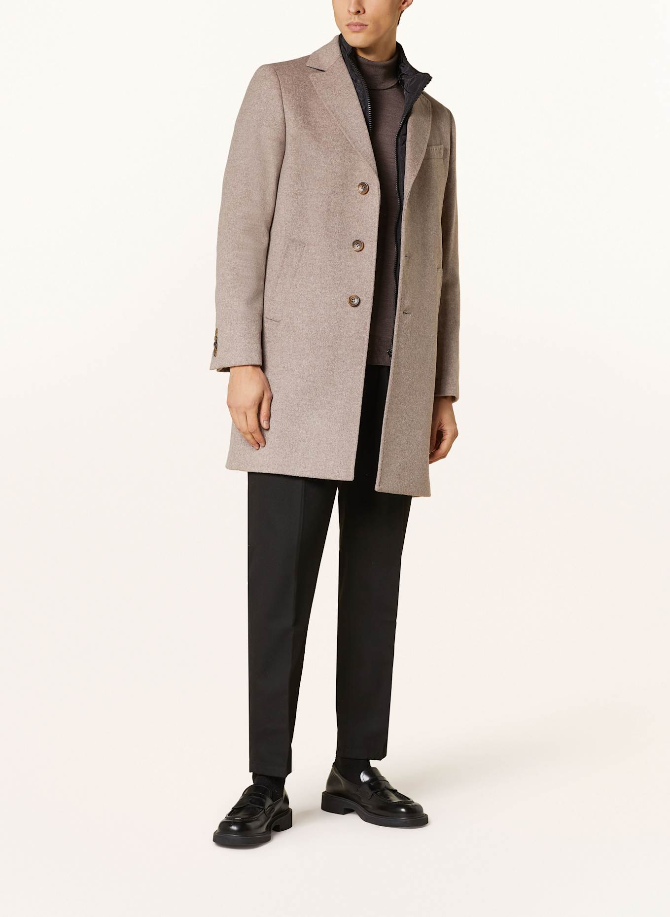 SAND COPENHAGEN Wool coat with removable trim
