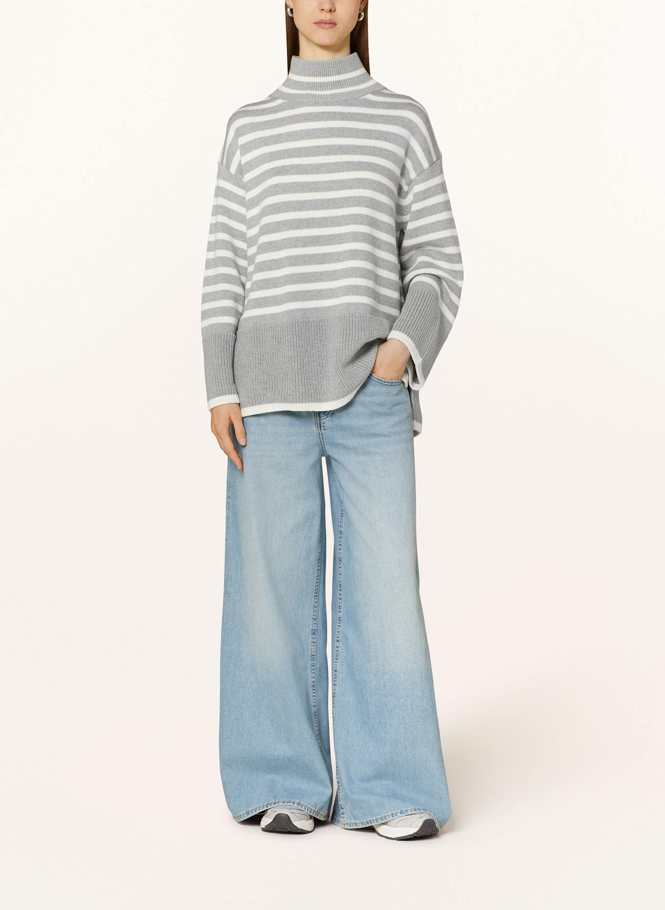 Marc O'Polo Pullover: HELLGRAU / WEISS