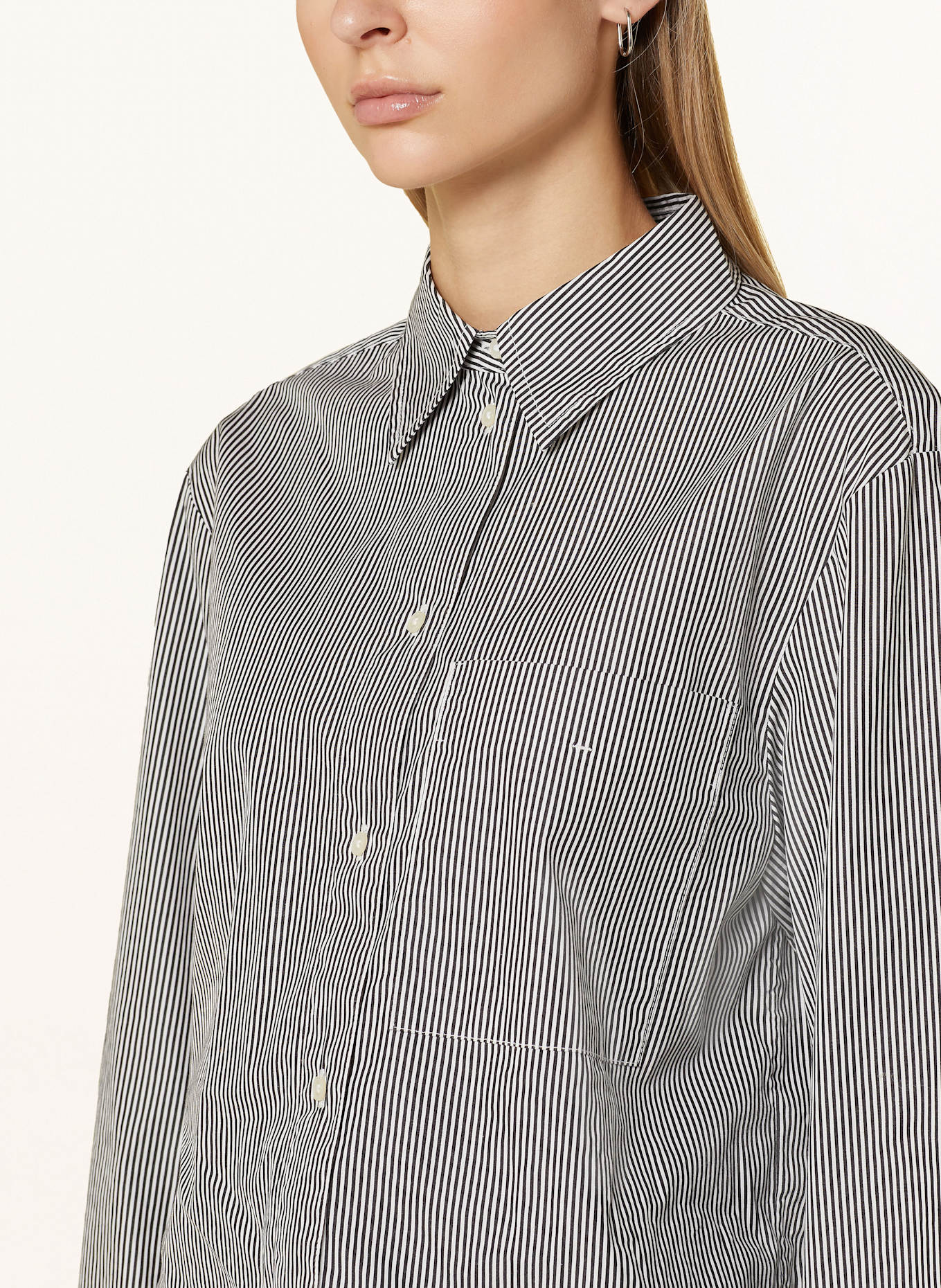 Marc O'Polo Krótka koszula: CZARNY / BIAŁY