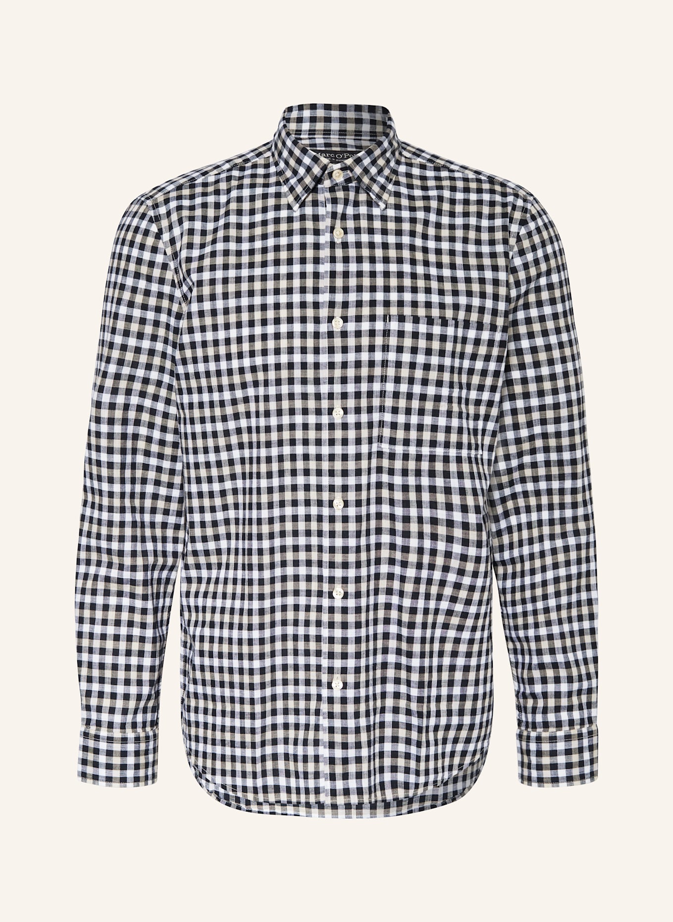 Marc O'Polo Hemd Regular Fit: WEISS / DUNKELBLAU / CREME