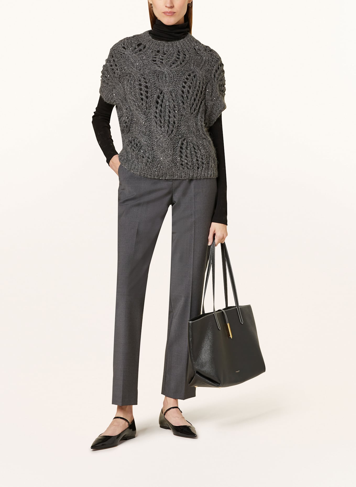 ANTONELLI firenze Strickshirt POLIDORO mit Pailletten: GRAU