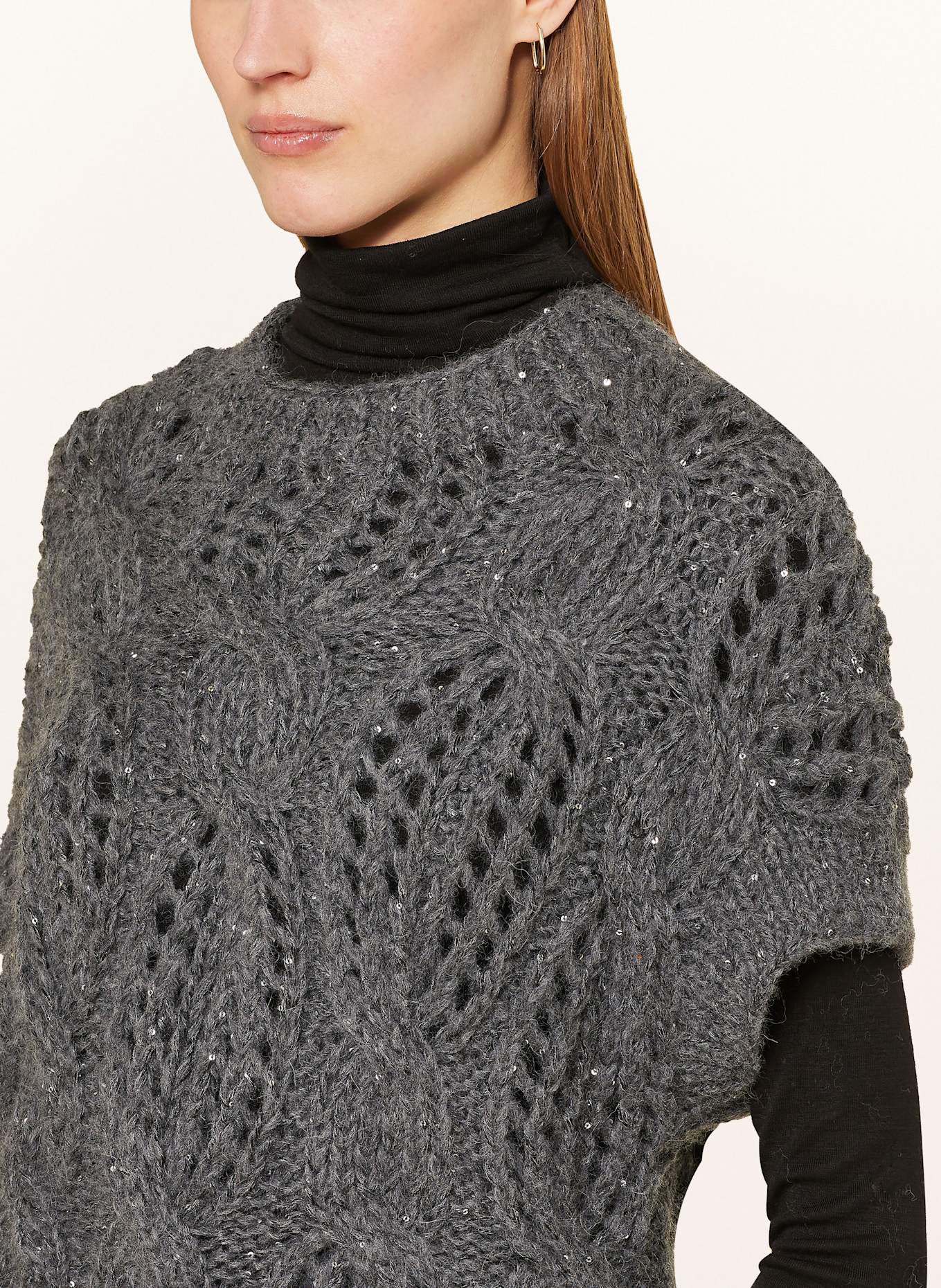 ANTONELLI firenze Strickshirt POLIDORO mit Pailletten: GRAU