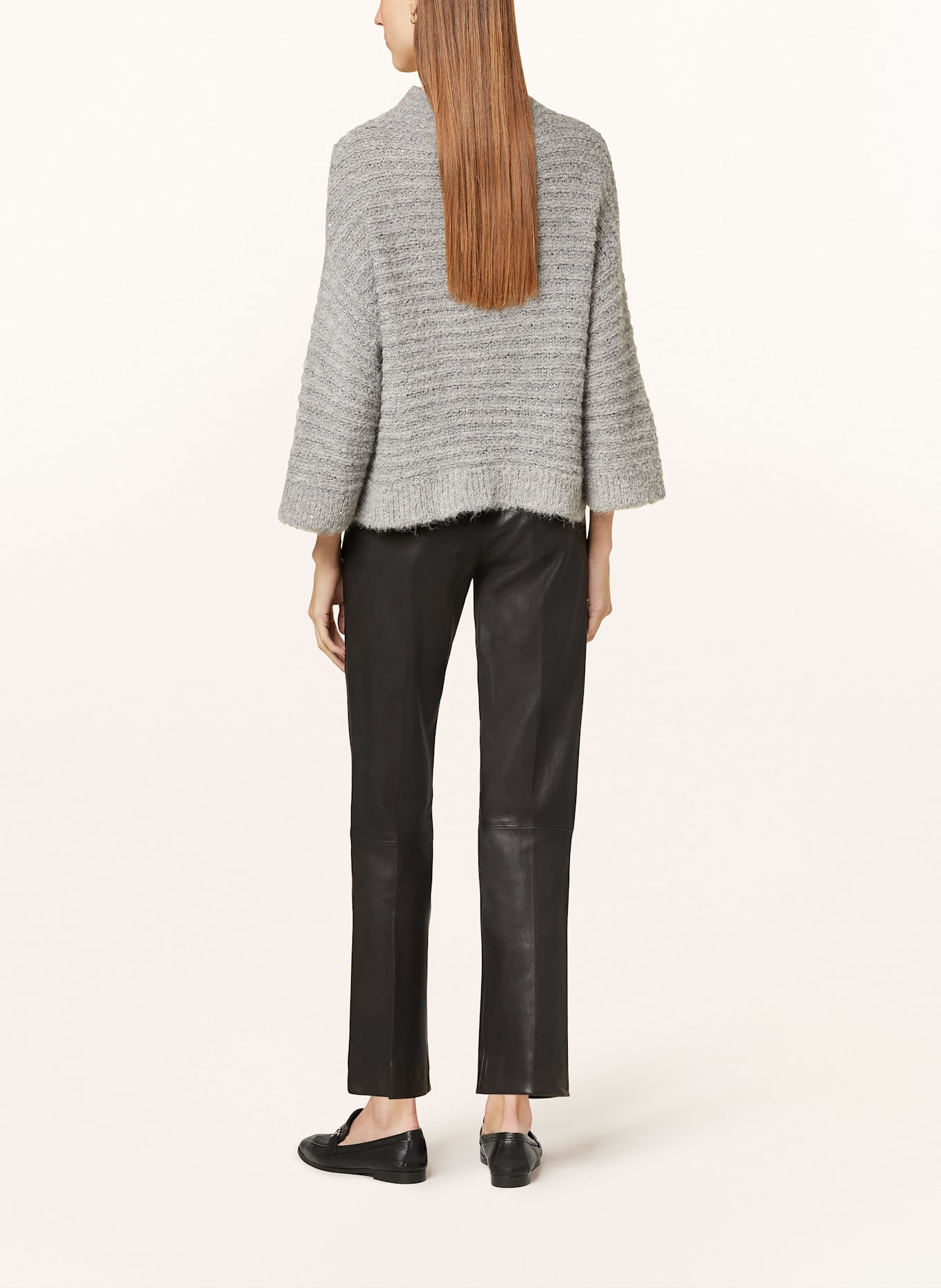 ANTONELLI firenze Bouclé-Pullover CLEMENTE mit Alpaka und Pailletten: HELLGRAU