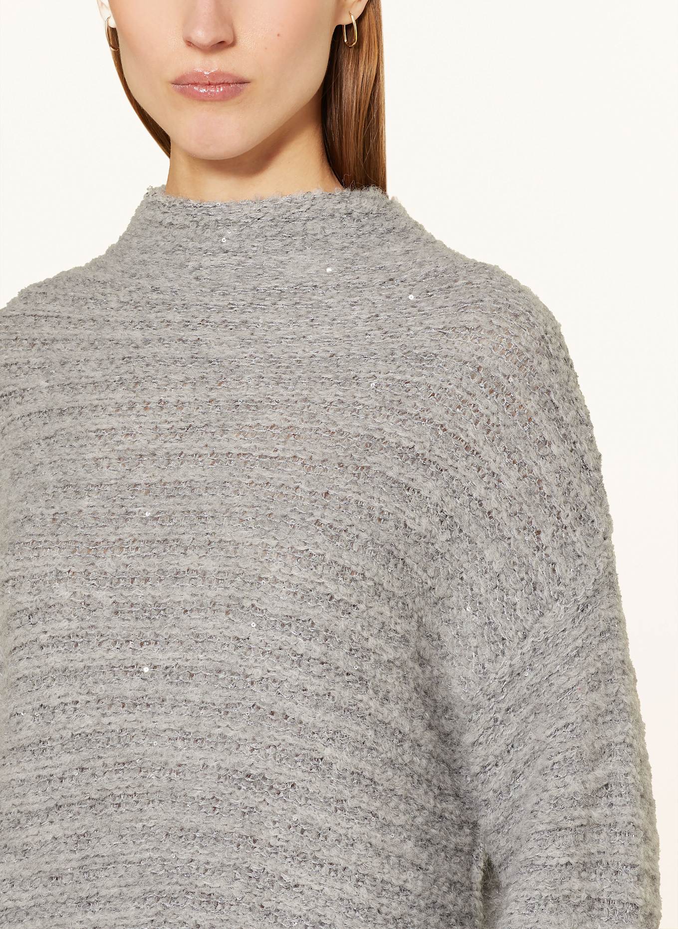 ANTONELLI firenze Bouclé-Pullover CLEMENTE mit Alpaka und Pailletten: HELLGRAU