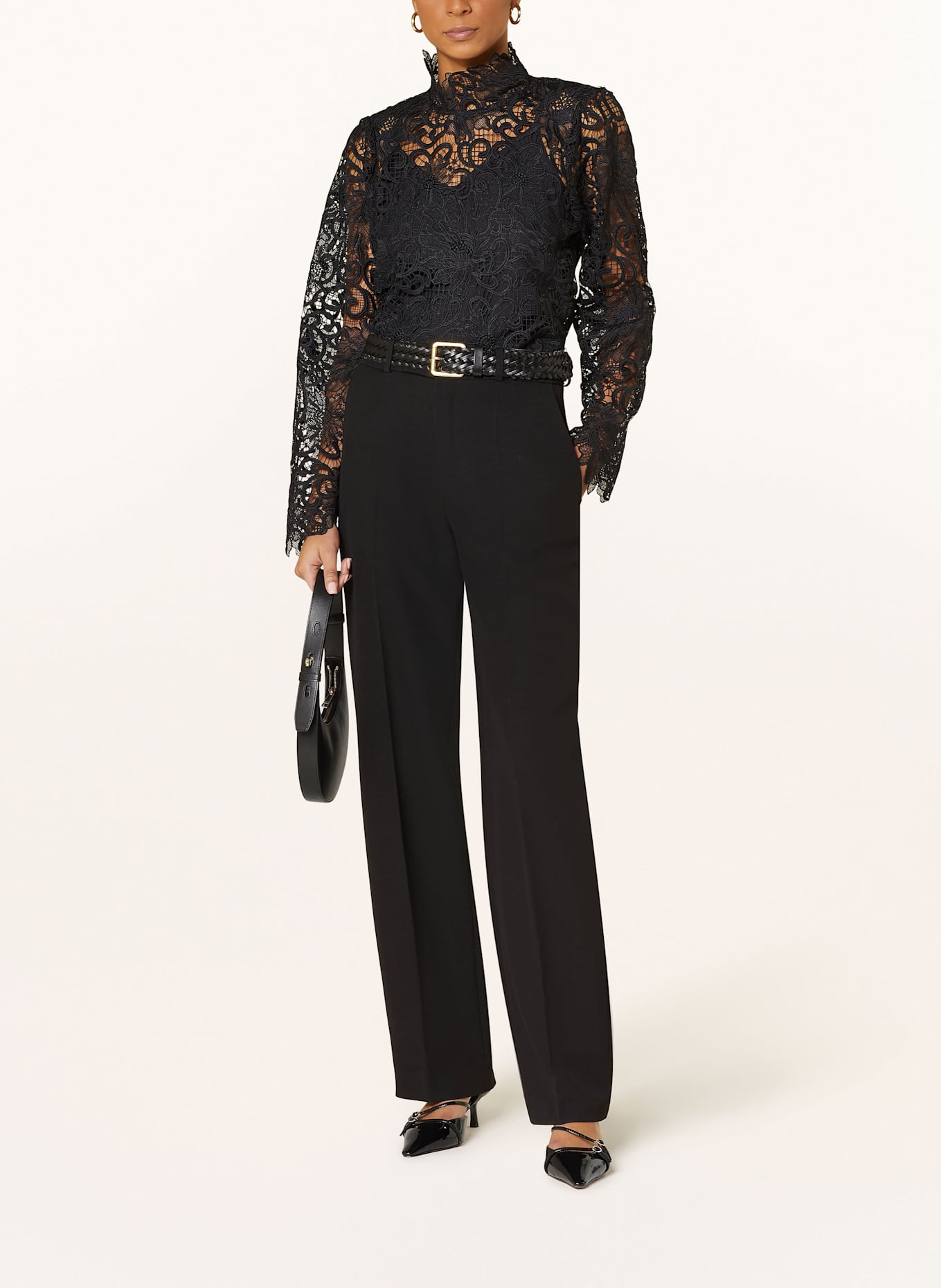 ROUGE VILA Bluse aus Lochspitze: SCHWARZ