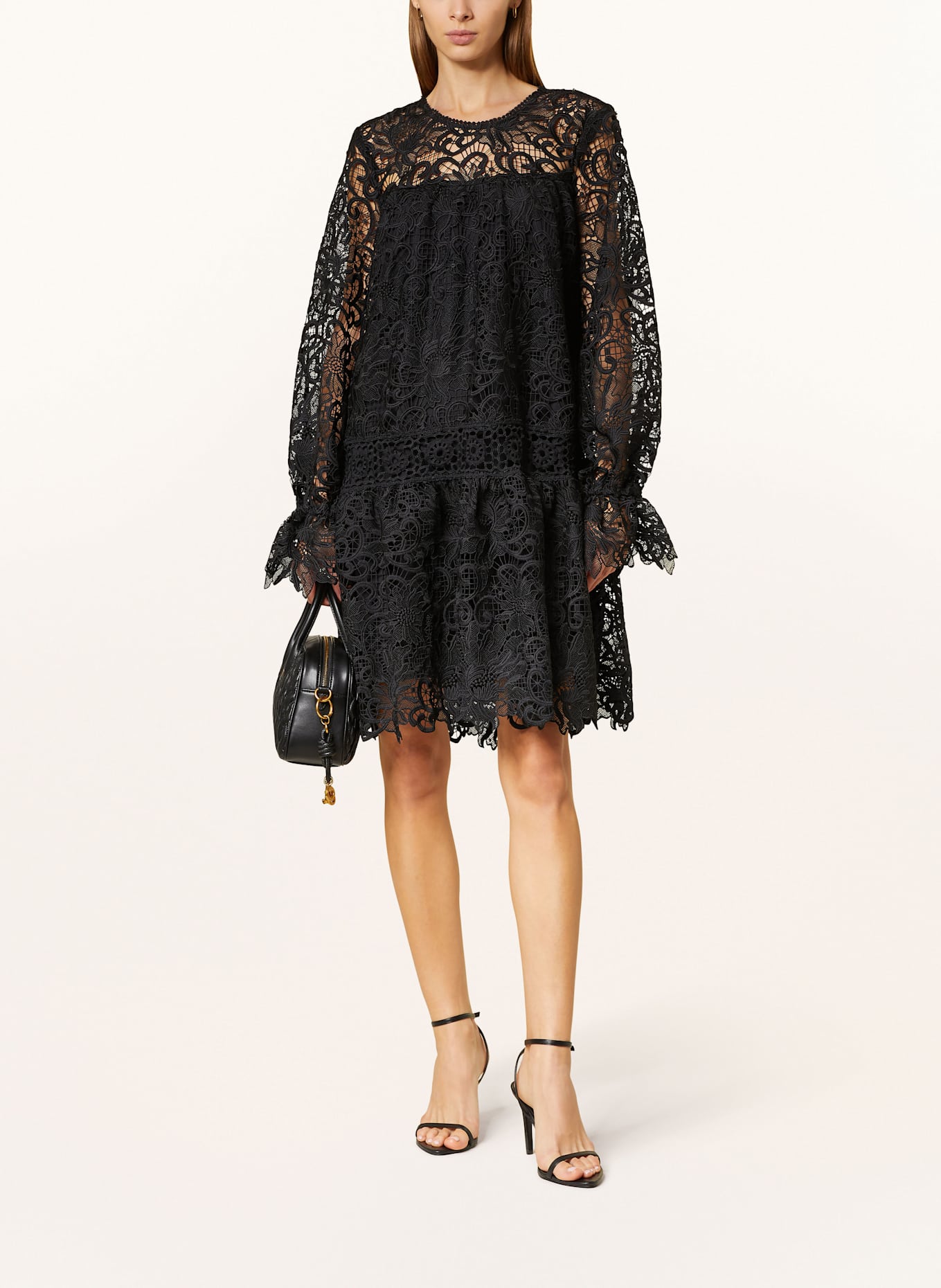 ROUGE VILA Kleid aus Lochspitze: SCHWARZ