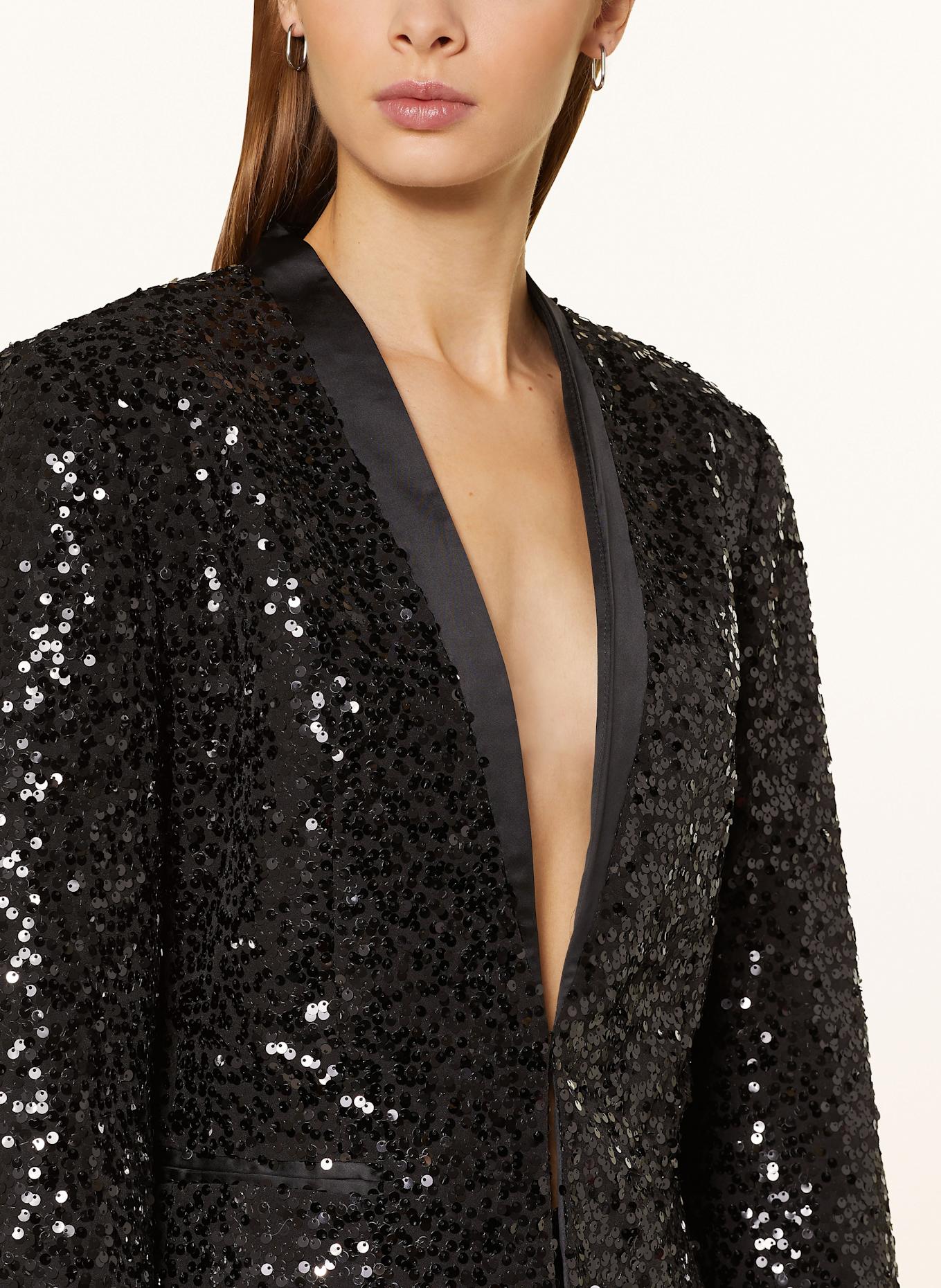 Cardigan Bolero Jacke Schwarz Glitzer Damen Chiffon Bolero