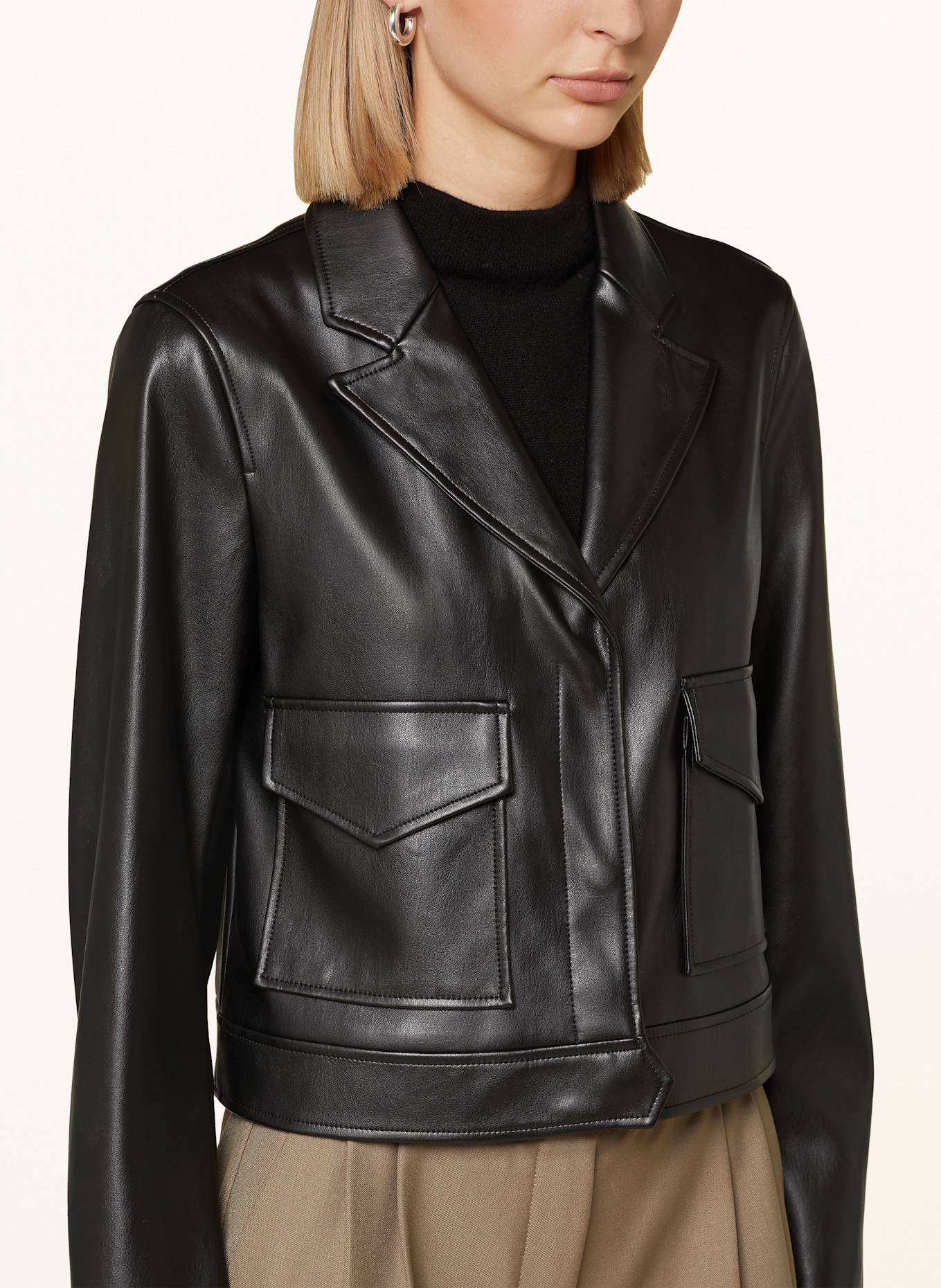 comma Leather jacket: BLACK
