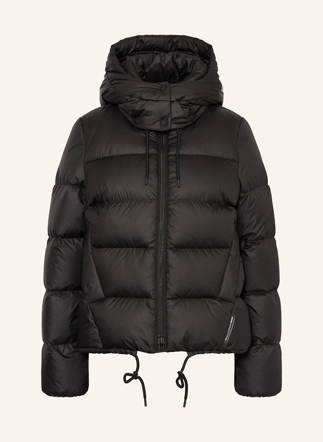 Black polo puffer jacket with hood best sale