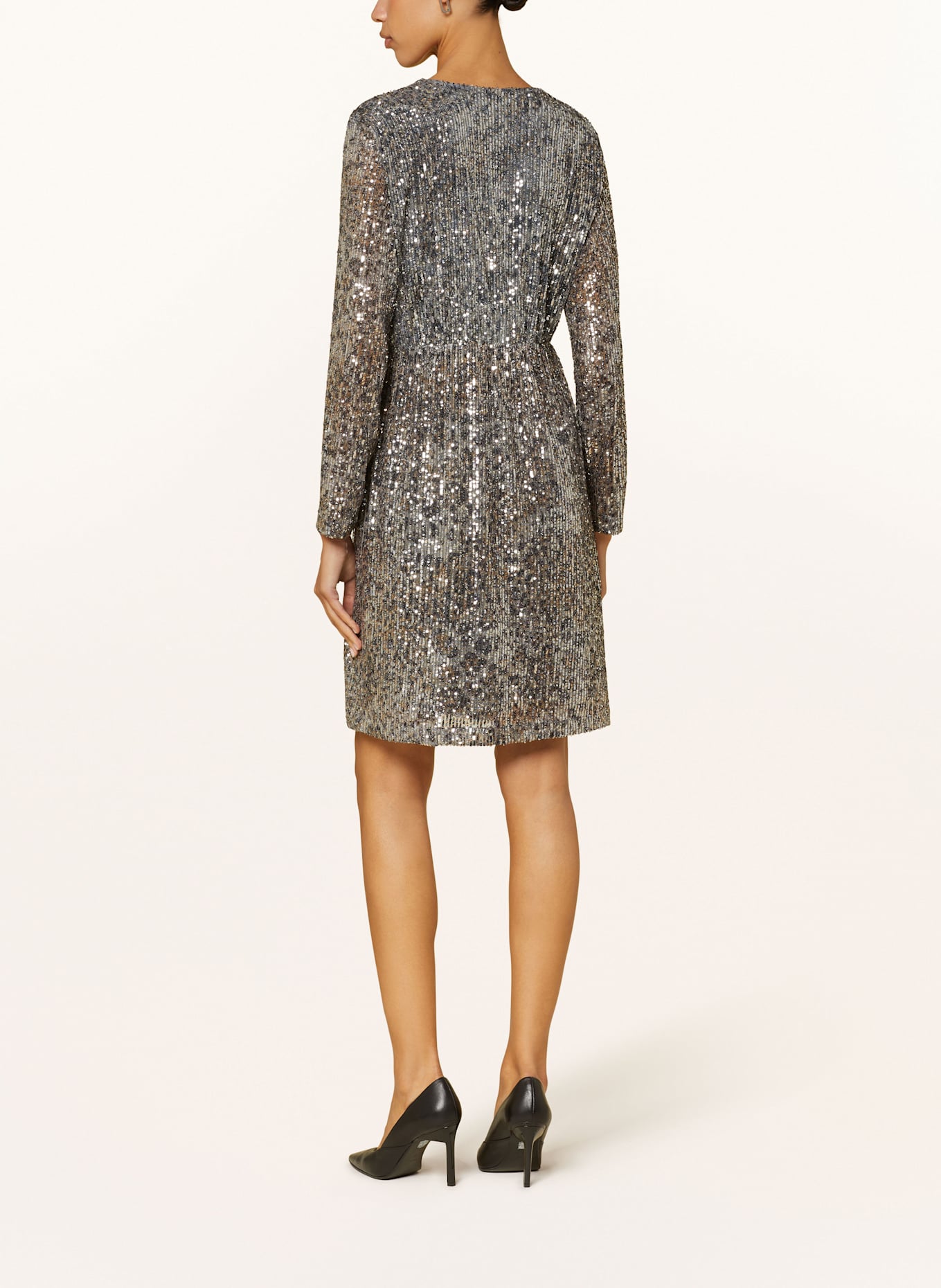 lilienfels Šaty v zavinovacím vzhledu s flitry: ŠEDÁ / STŘÍBRNÁ