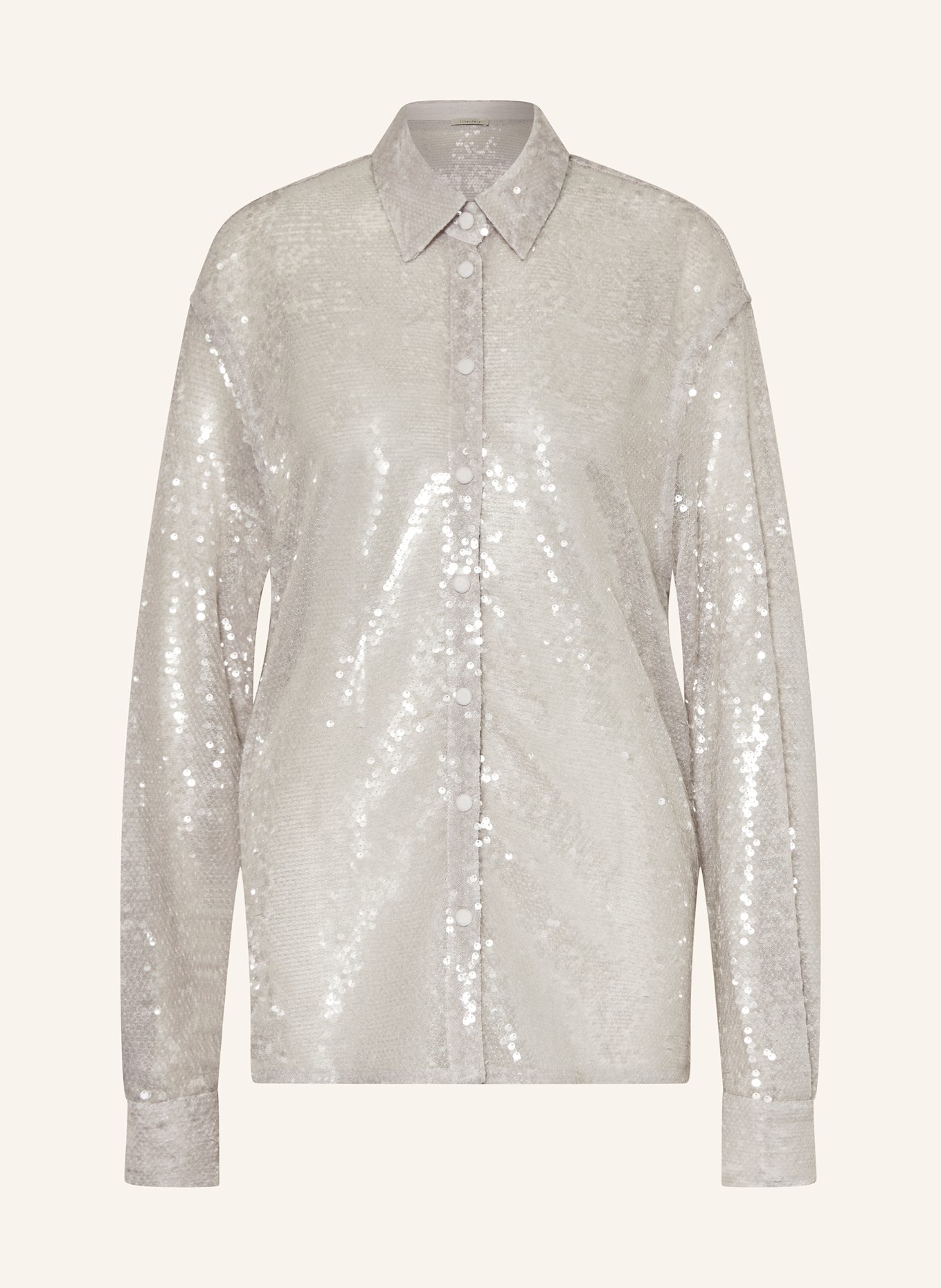 lilienfels Hemdbluse mit Pailletten: HELLGRAU