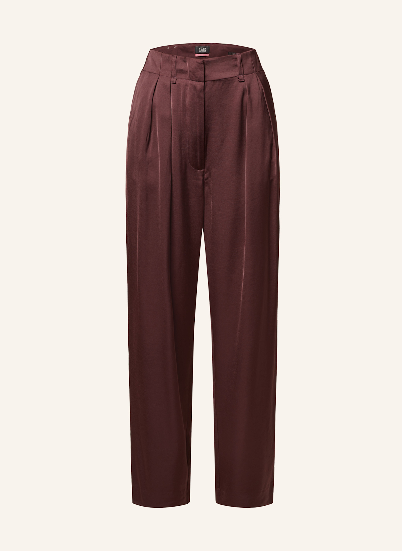 SCOTCH & SODA Pantalon en satin FAYE: ROUGE FONCÉ