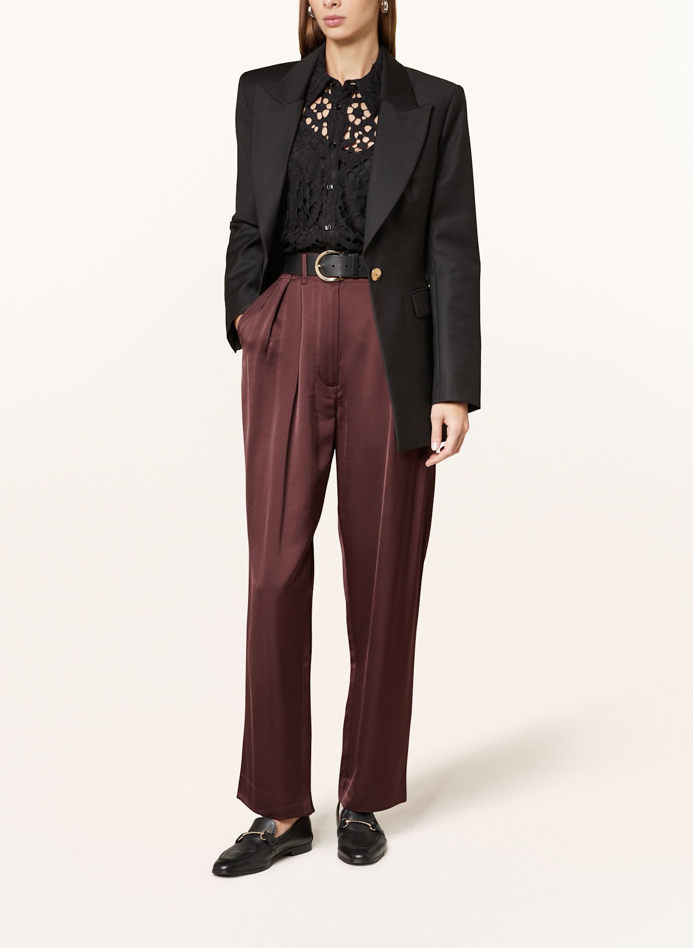 SCOTCH & SODA Pantalon en satin FAYE: ROUGE FONCÉ
