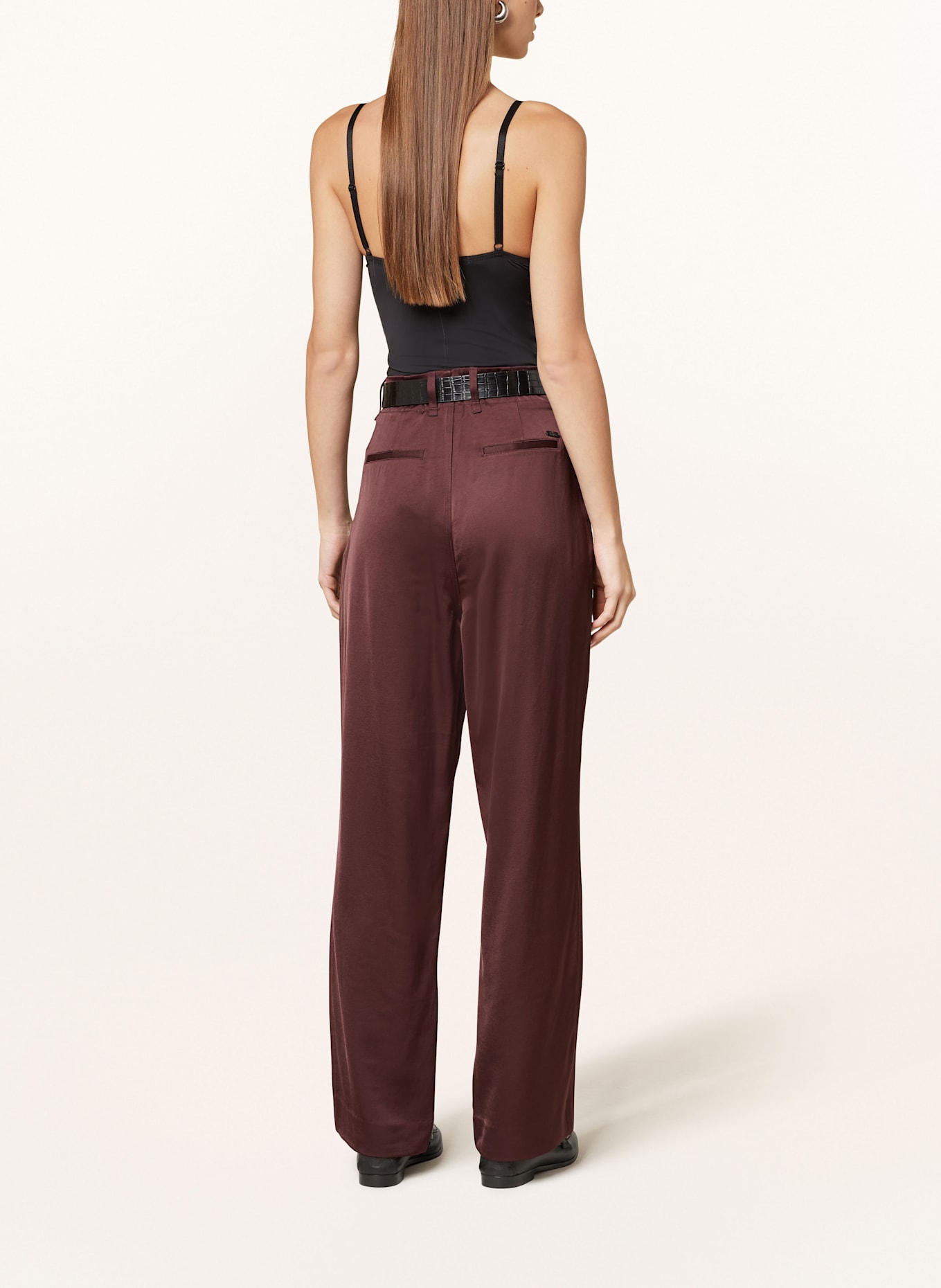 SCOTCH & SODA Pantalon en satin FAYE: ROUGE FONCÉ