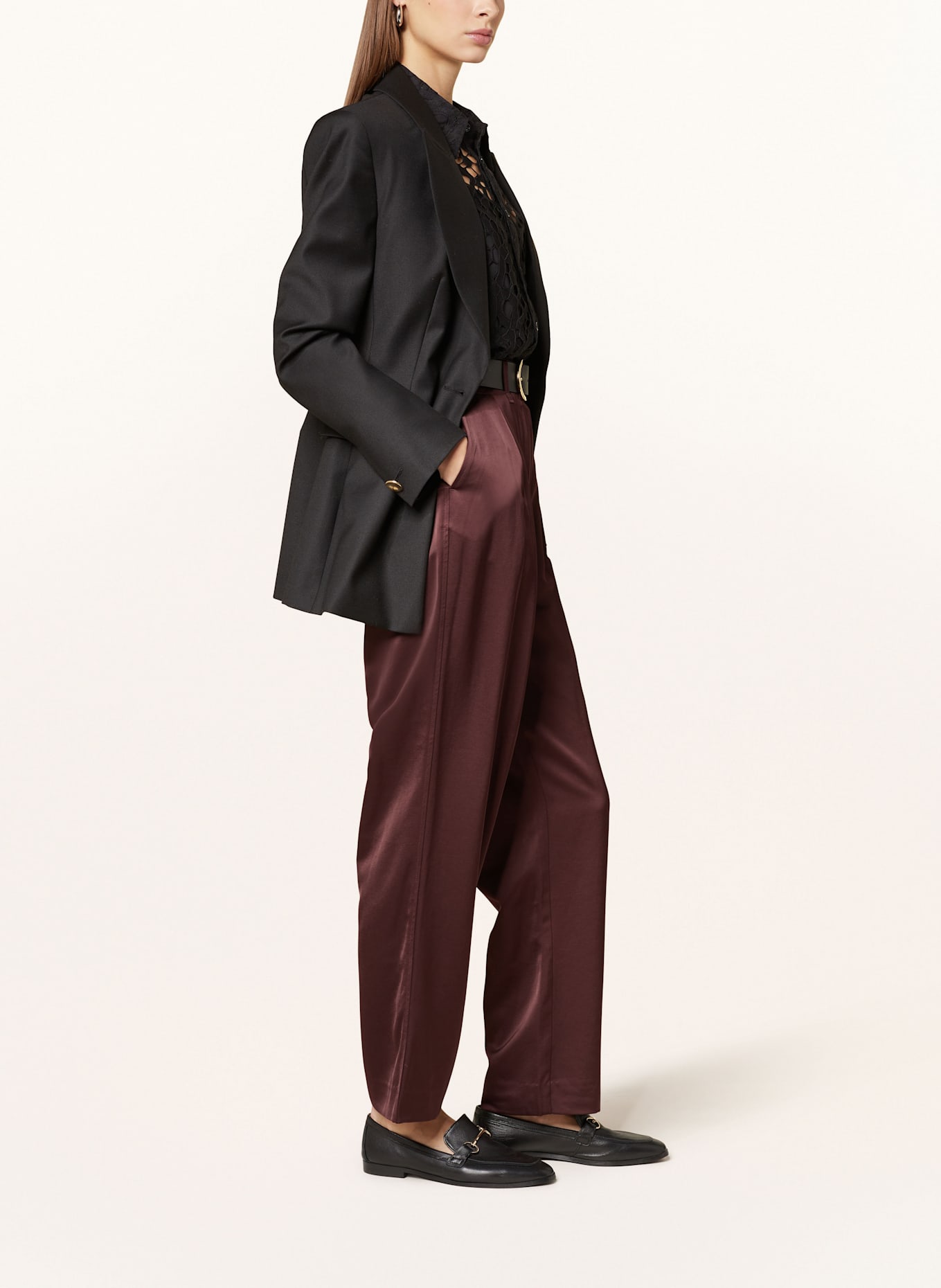 SCOTCH & SODA Pantalon en satin FAYE: ROUGE FONCÉ