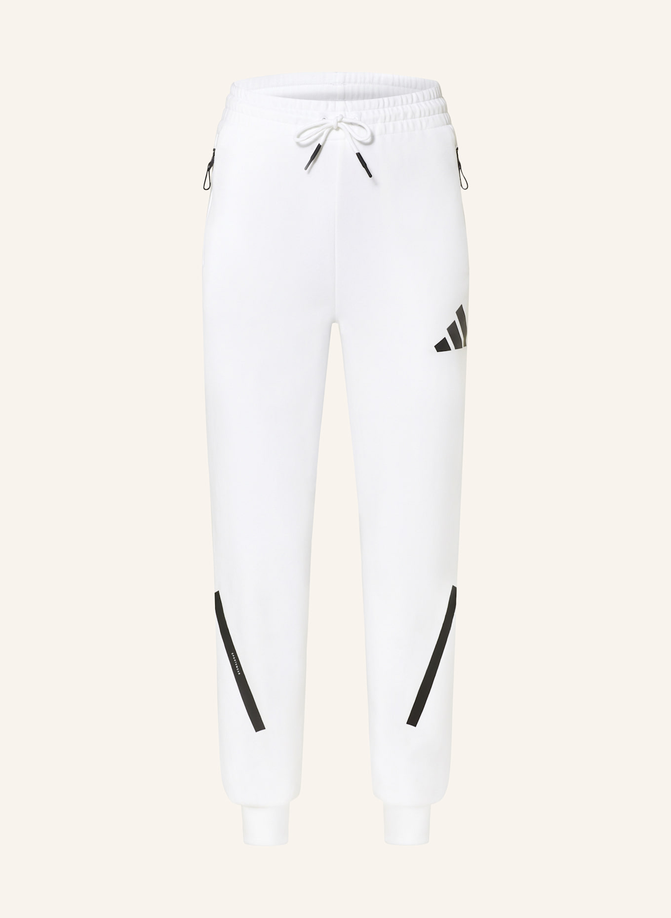 White and black adidas joggers sale