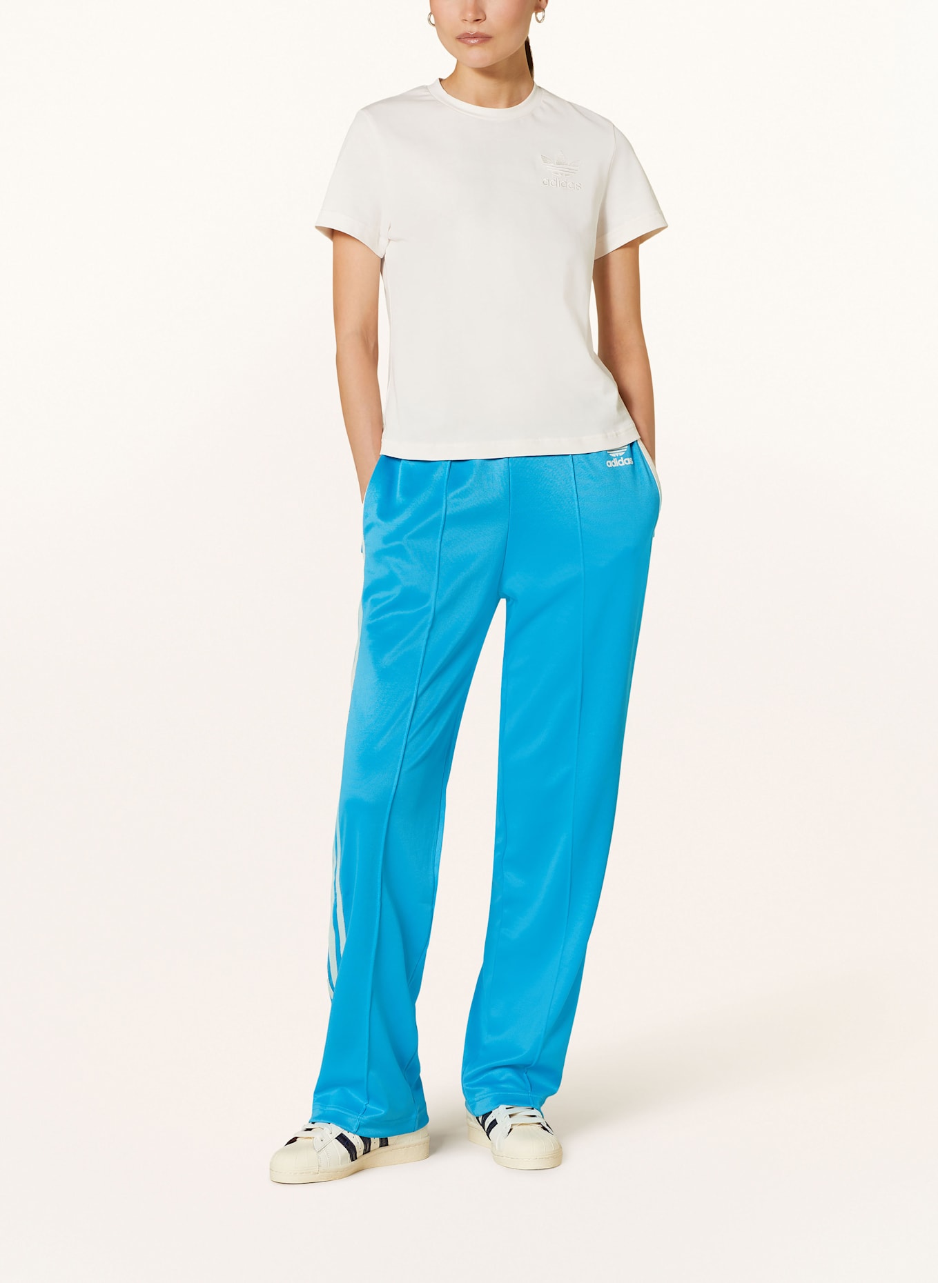 White and blue adidas t shirt women's on sale
