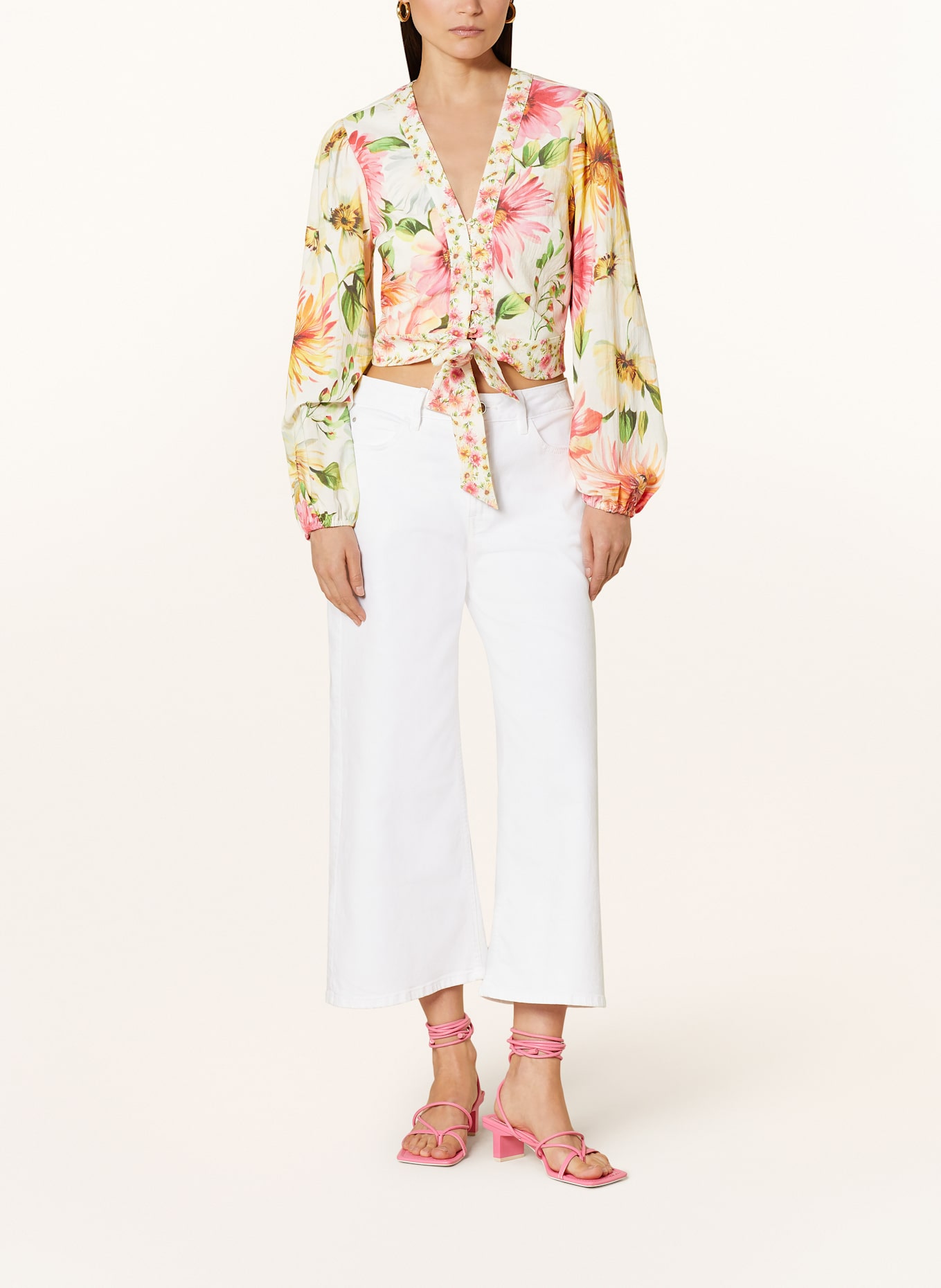 GUESS Blouse COLETTE: ECRU/ LIGHT GREEN/ PINK