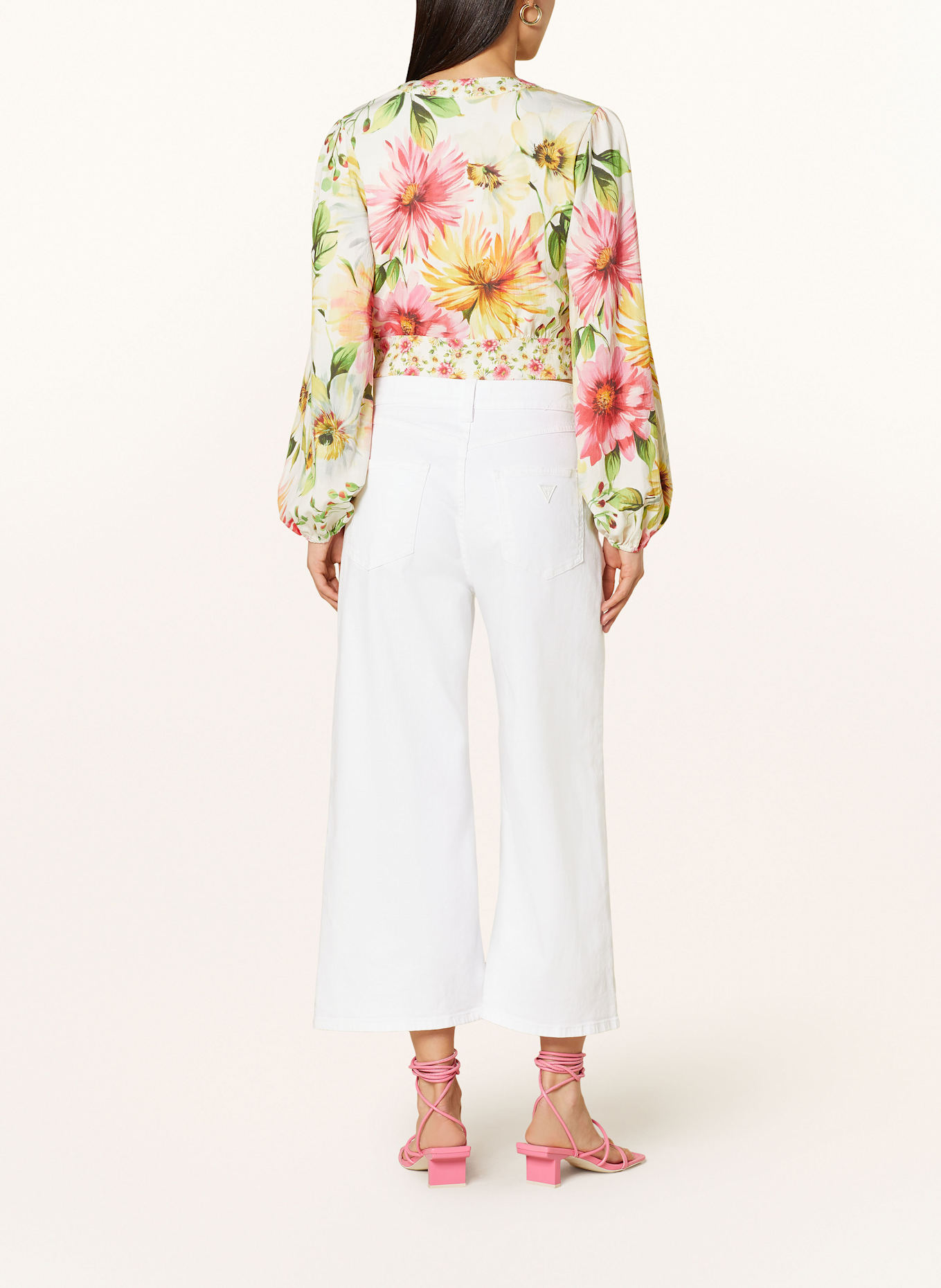 GUESS Blouse COLETTE: ECRU/ LIGHT GREEN/ PINK