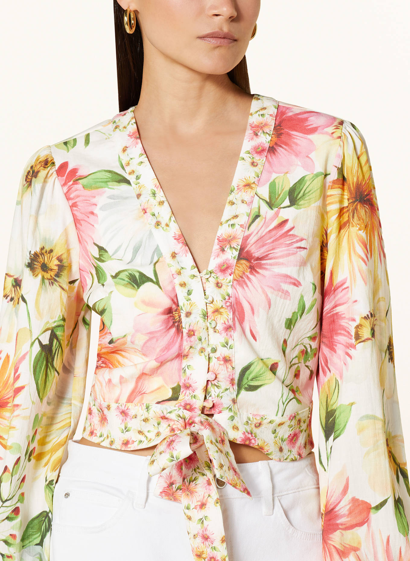GUESS Blouse COLETTE: ECRU/ LIGHT GREEN/ PINK