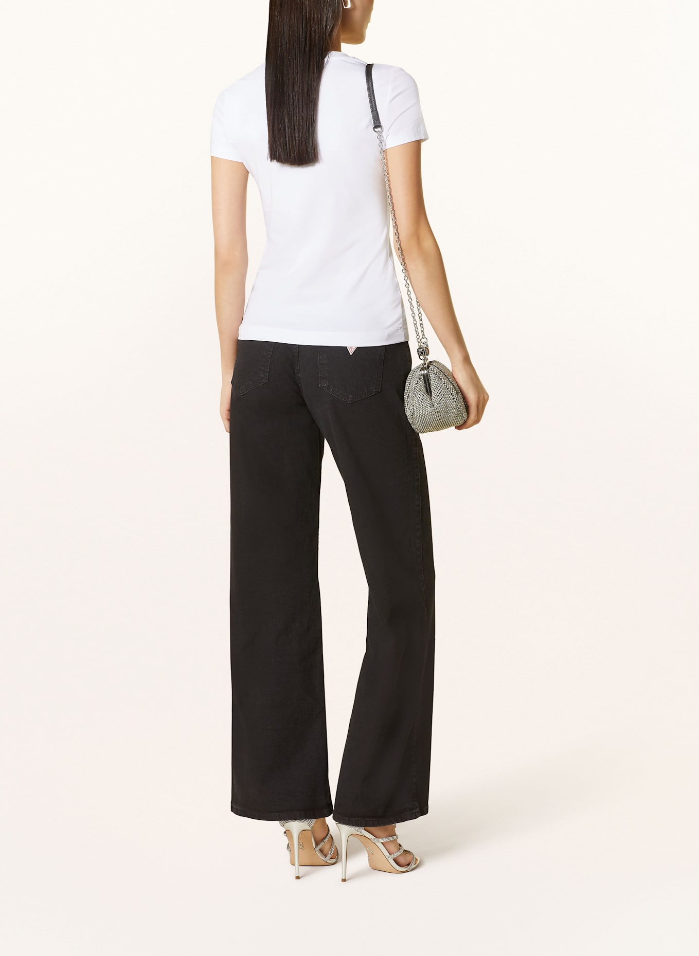 GUESS Tričko s ozdobnými kamínky: BÍLÁ