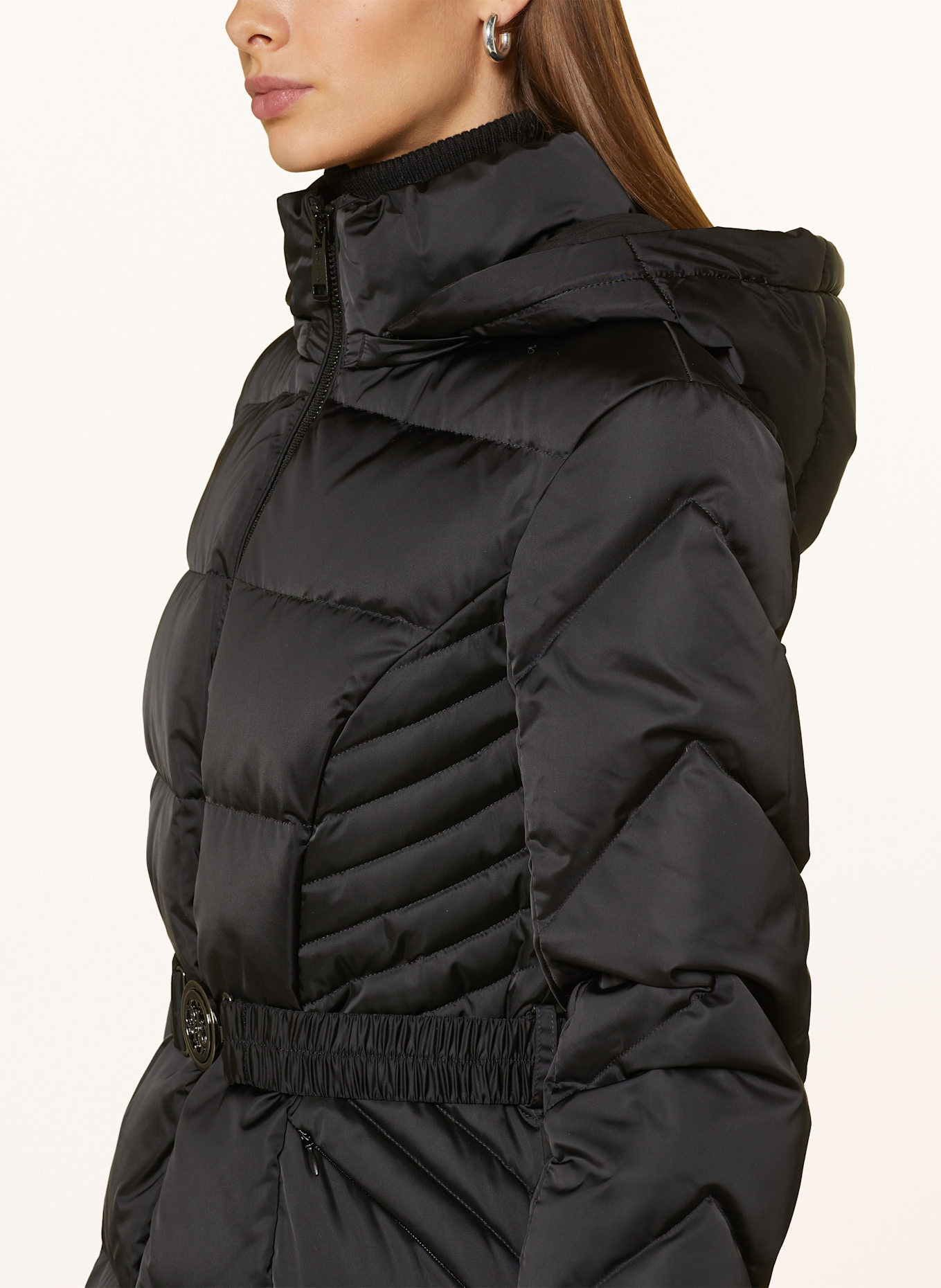 Guess long down jacket with faux fur discount
