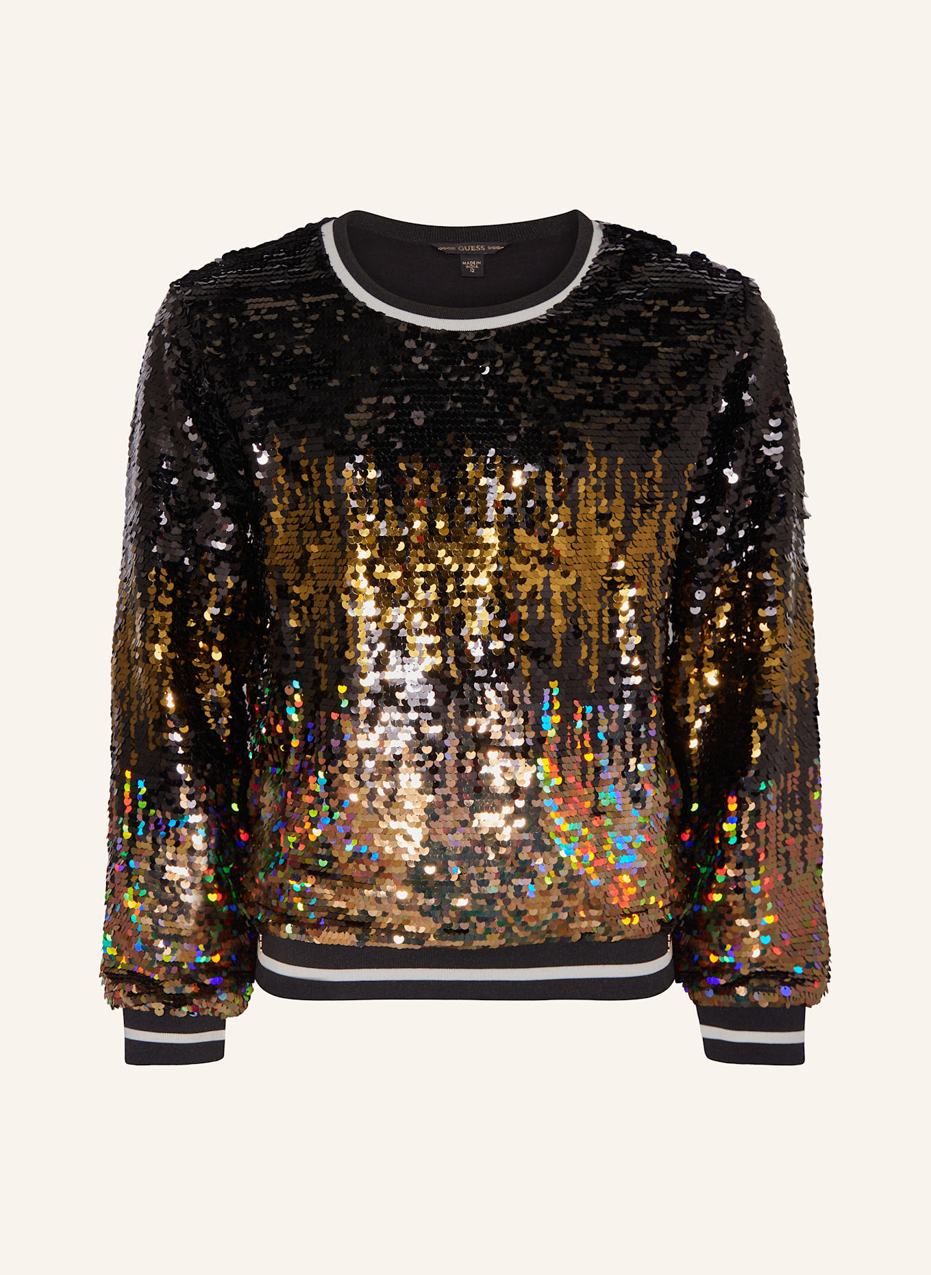 GUESS Sweatshirt mit Pailletten: SCHWARZ/ GOLD