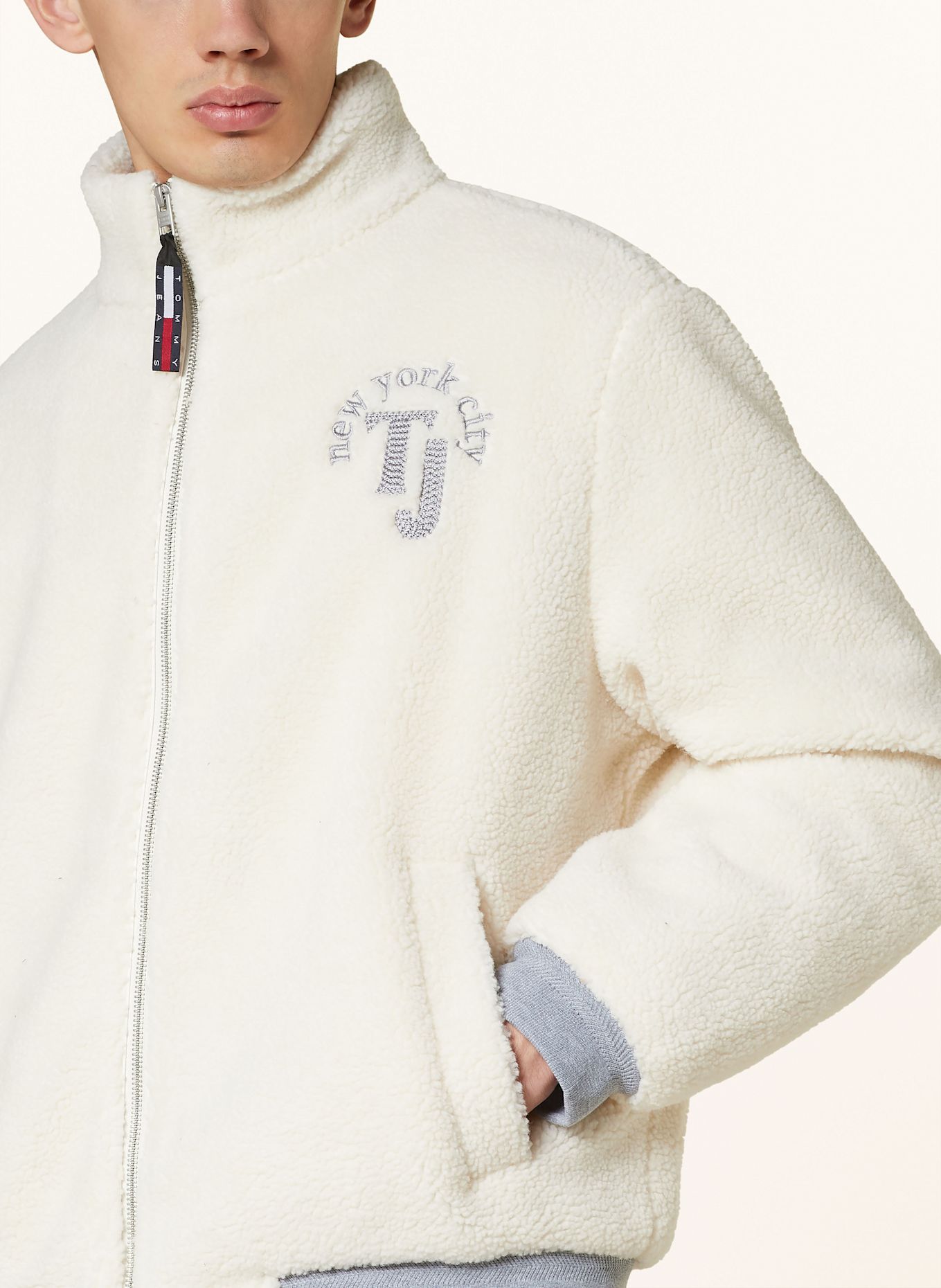 TOMMY JEANS Teddy bomber jacket in cream gray