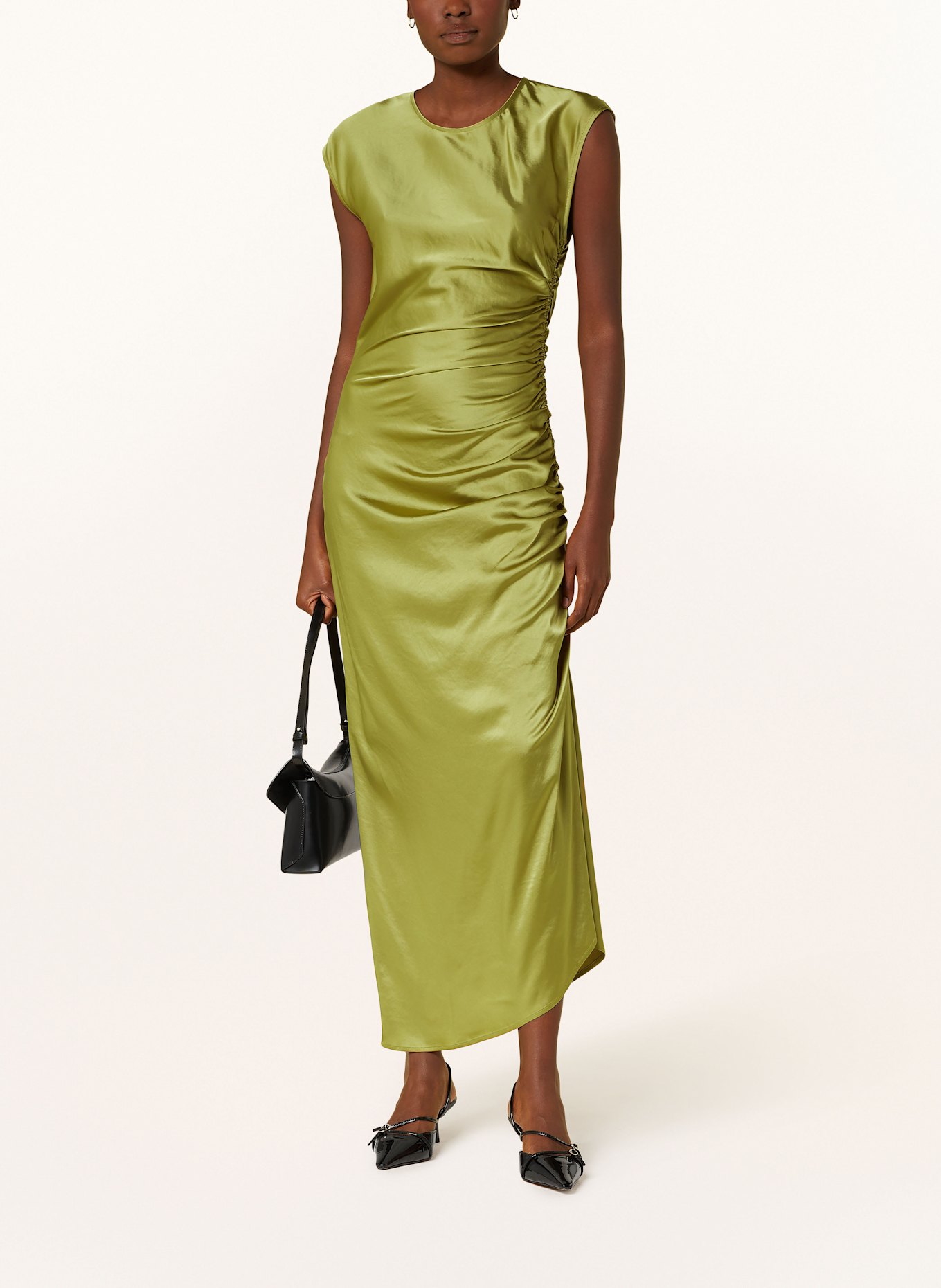 TIGER OF SWEDEN Saténové šaty IVOANA: OLIVOVÁ