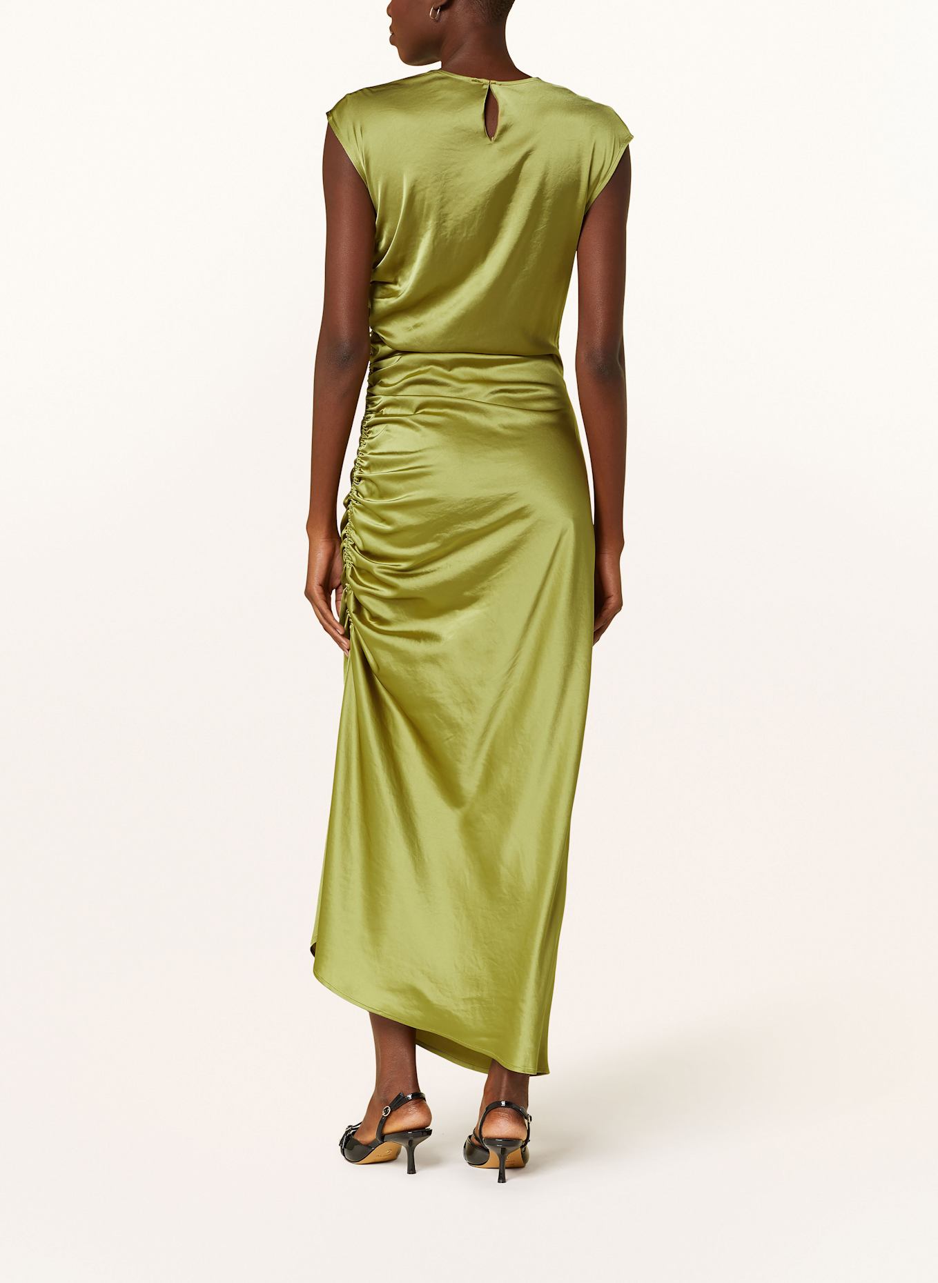 TIGER OF SWEDEN Saténové šaty IVOANA: OLIVOVÁ