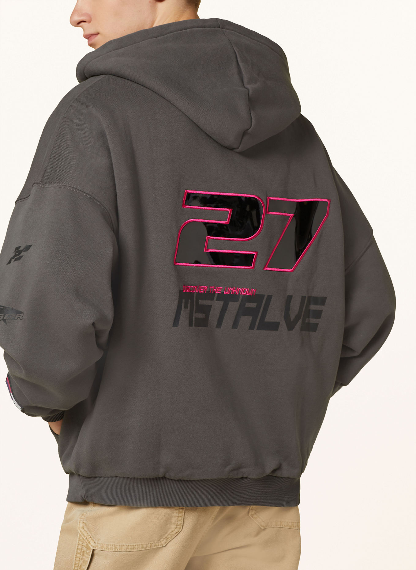 Pegador Grey Zip Hoodie PEGADOR Oversized Hoodie EROKE In Dark Gray