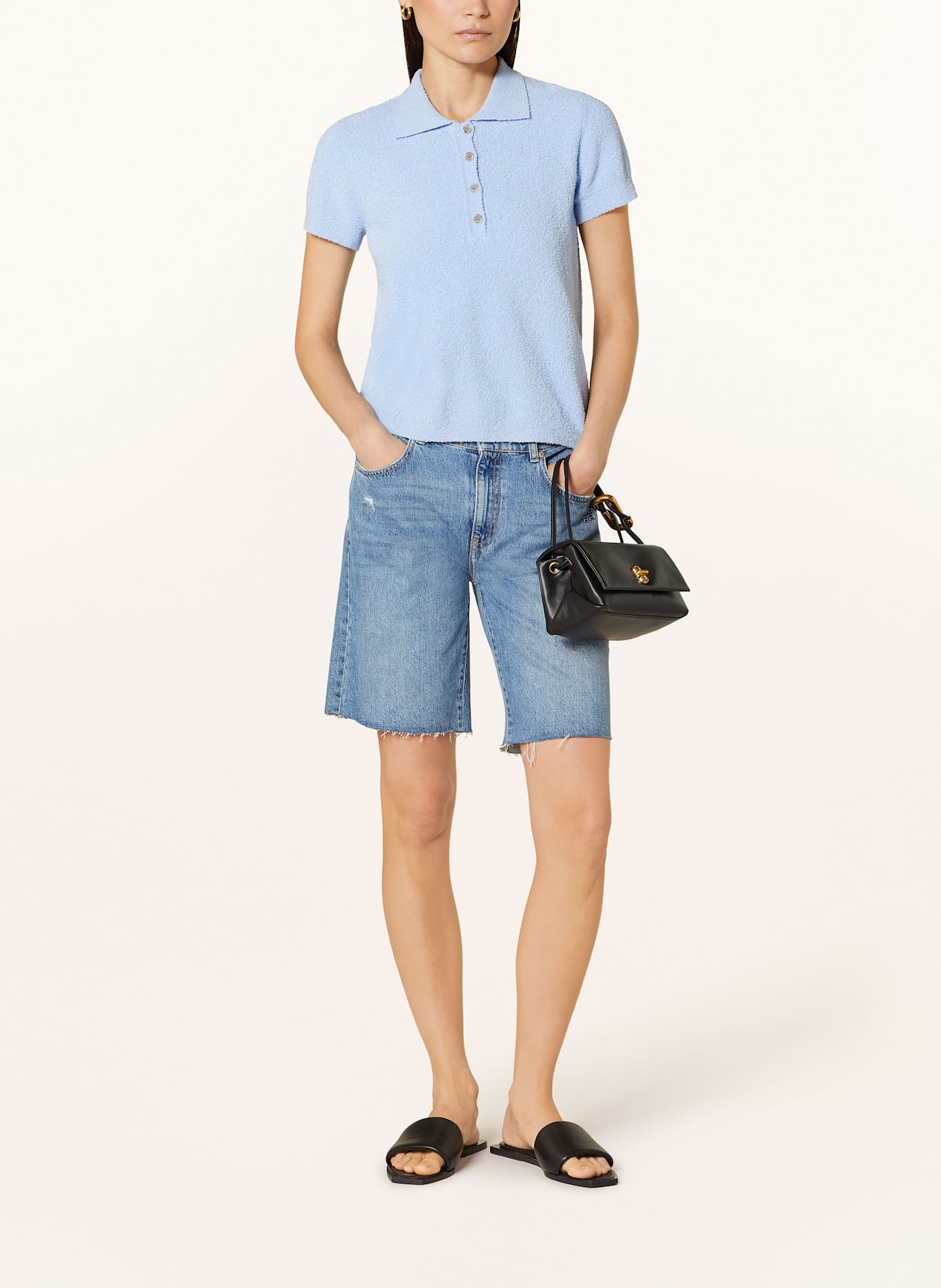 RIANI Koszulka polo z bouclé: JASNONIEBIESKI