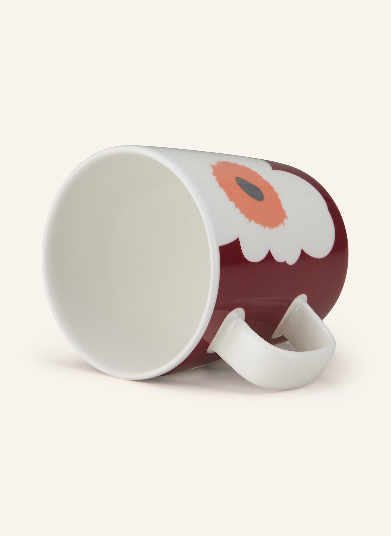 marimekko 6er-Set Henkelbecher OIVA/UNIKKO: ECRU / DUNKELROT / HELLORANGE