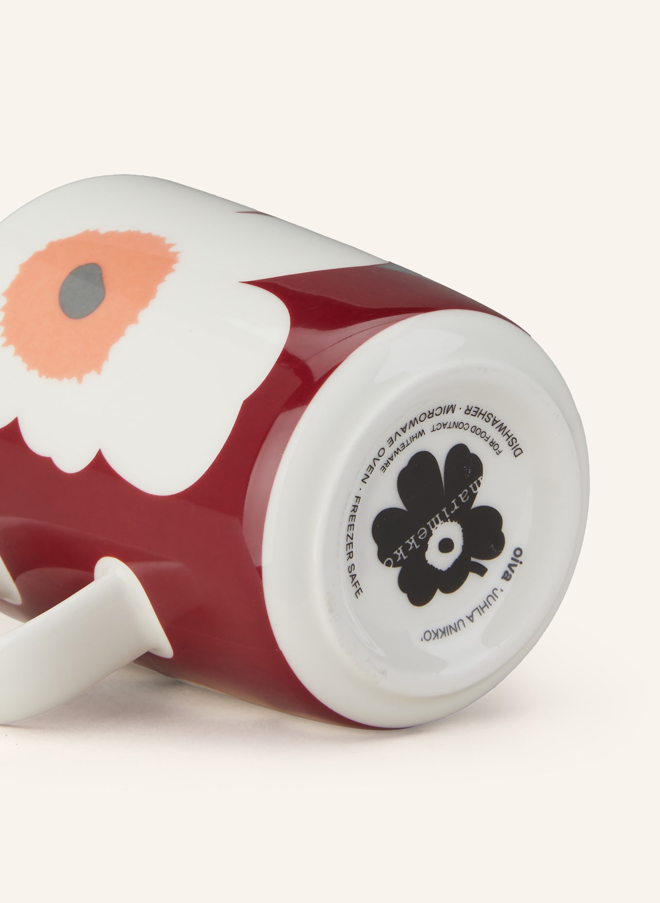 marimekko 6er-Set Henkelbecher OIVA/UNIKKO: ECRU / DUNKELROT / HELLORANGE