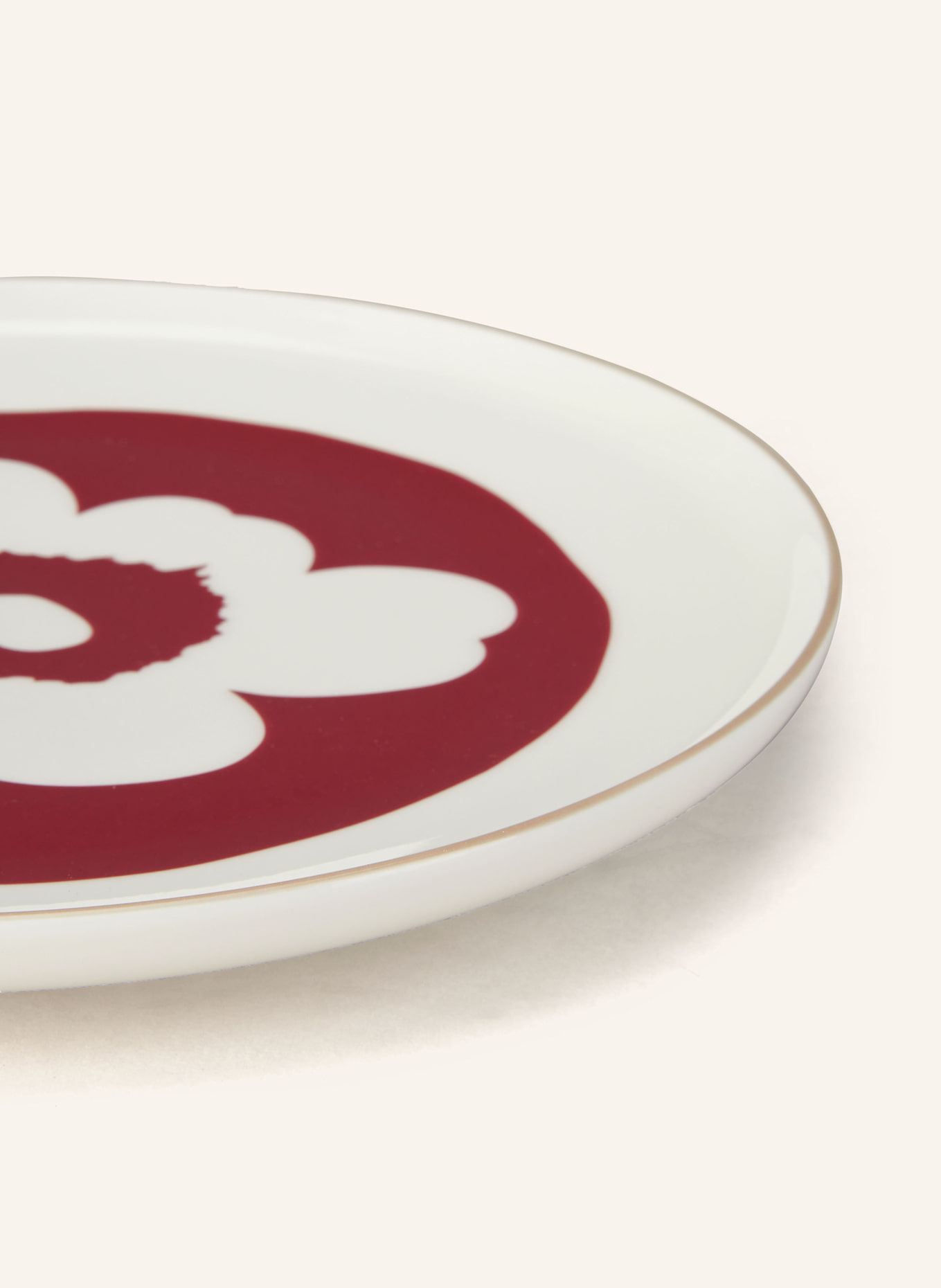 marimekko 2er-Set Speiseteller OIVA/UNIKKO: ECRU / DUNKELROT
