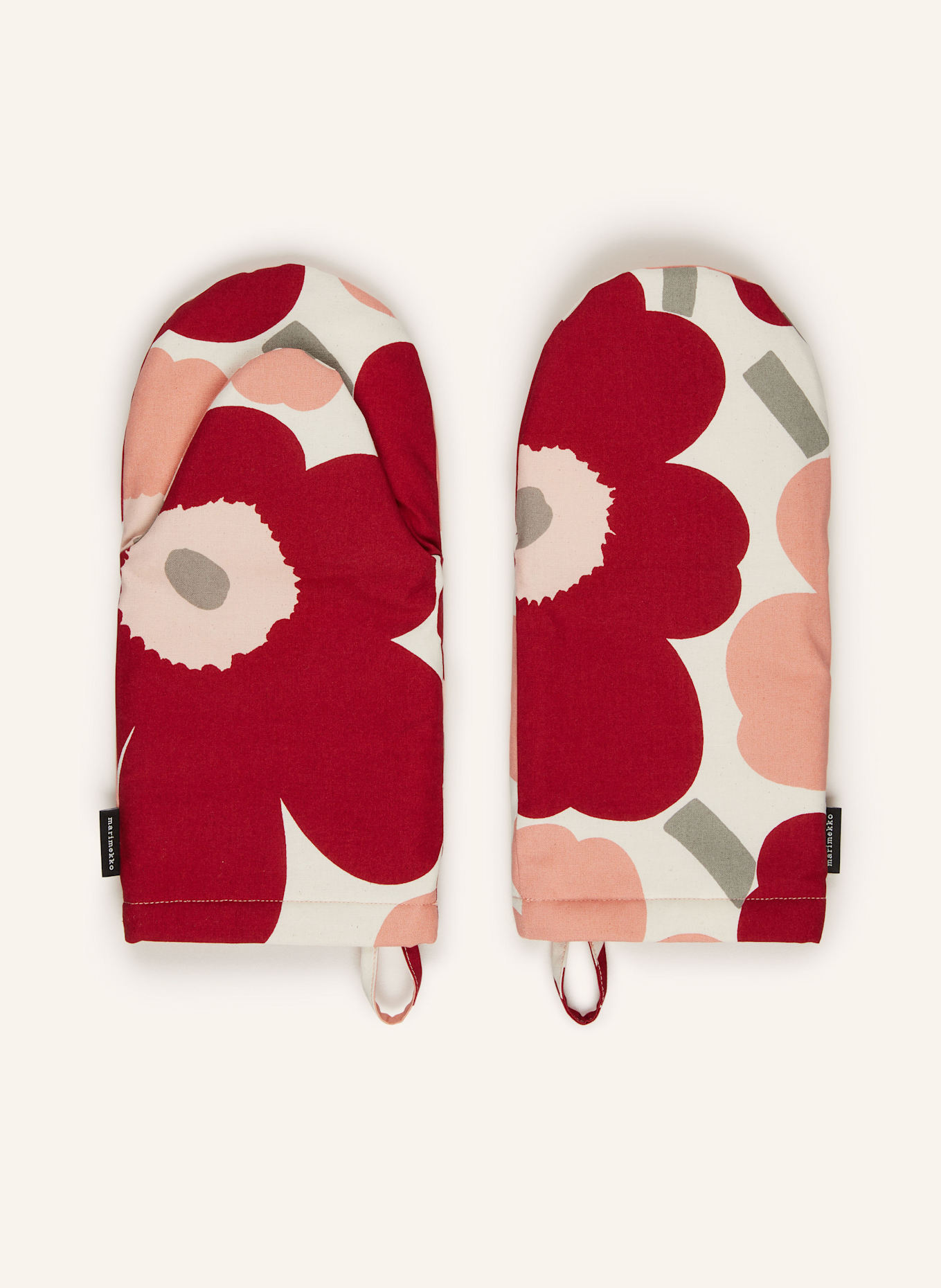 marimekko 2er-Set Topfhandschuhe und Geschirrtücher PIENI UNIKKO: ECRU / DUNKELROT / HELLROT
