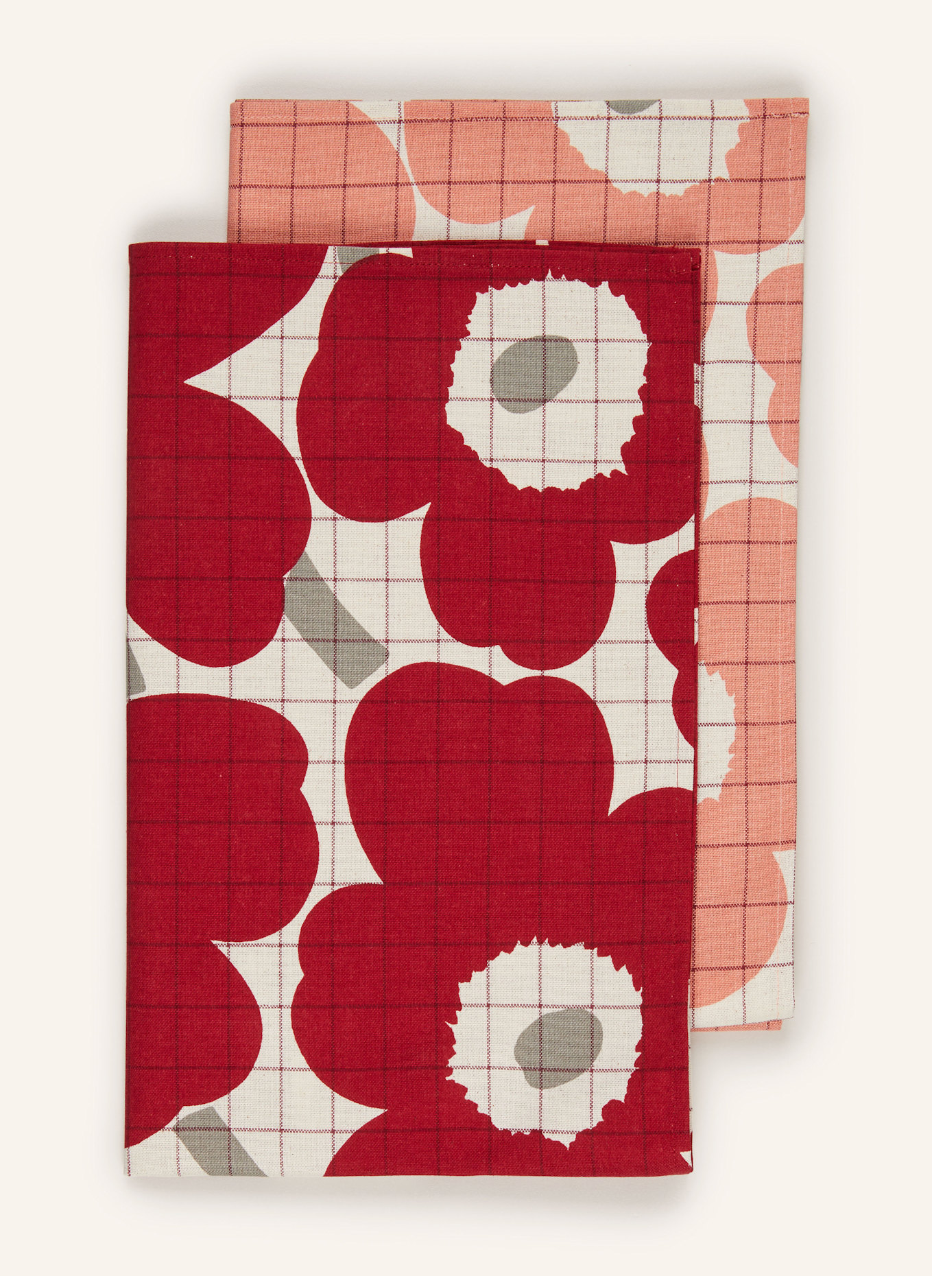 marimekko 2er-Set Topfhandschuhe und Geschirrtücher PIENI UNIKKO: ECRU / DUNKELROT / HELLROT