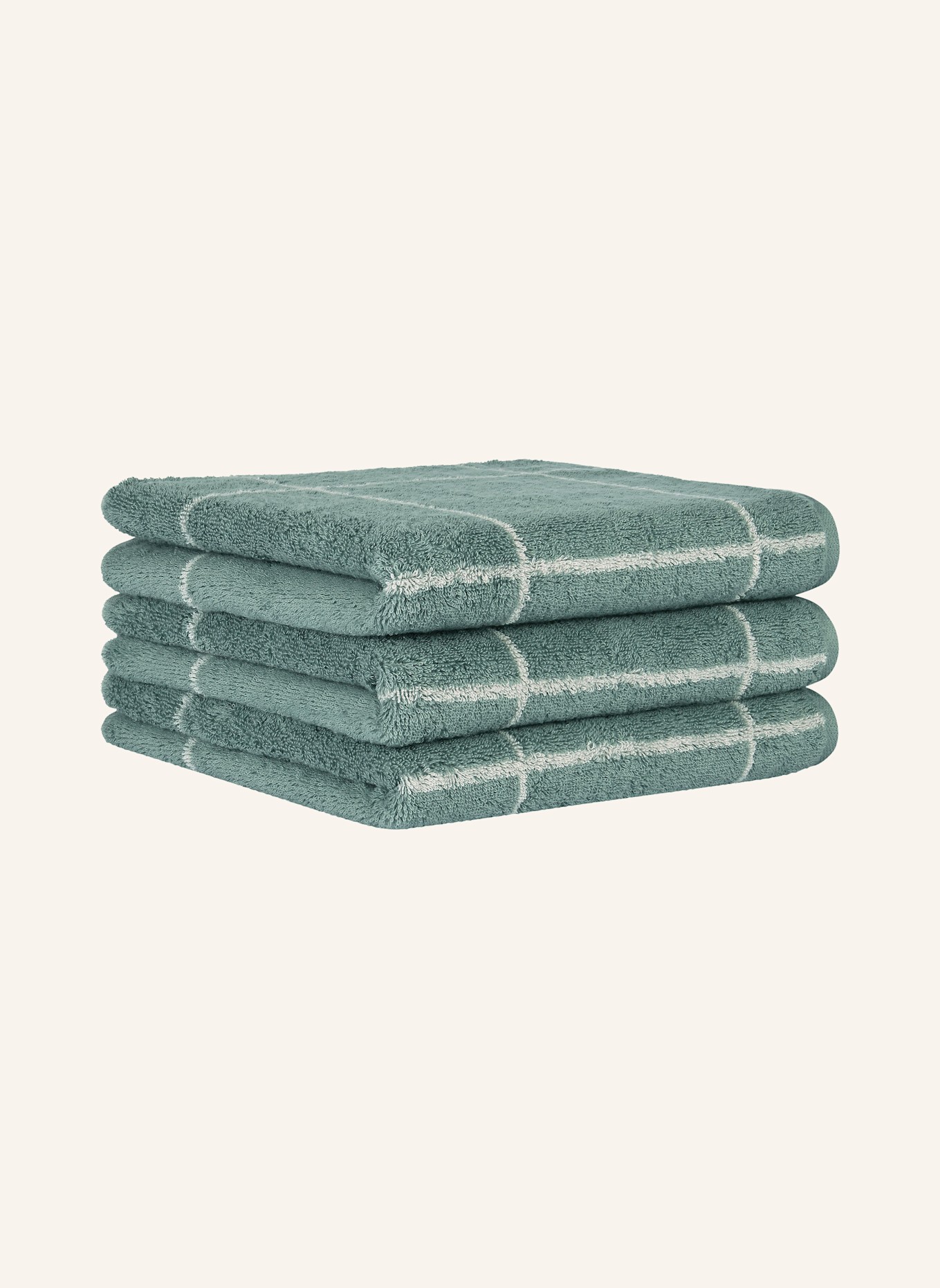 Cawö Towel: MINT / ECRU